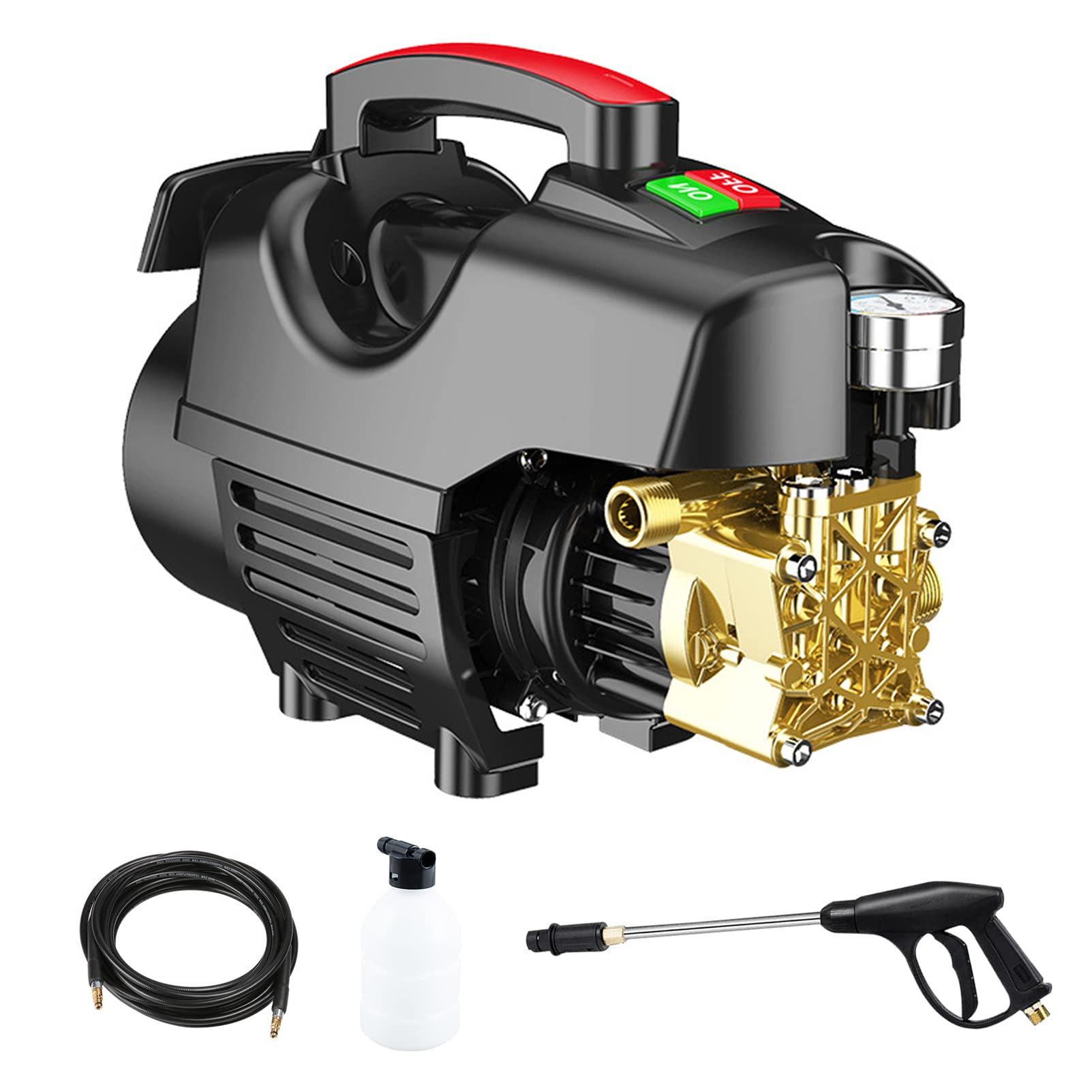 2800W High Power Electric Pressure Washer - 2600 PSI Max, 1.7 GPM with Detachable Spray Gun & Soap Tank - IPX5 Waterproof - 10m Hose - Perfect for Car Washing, Garden Cleaning, Home Maintenance and Driveway Cleaning