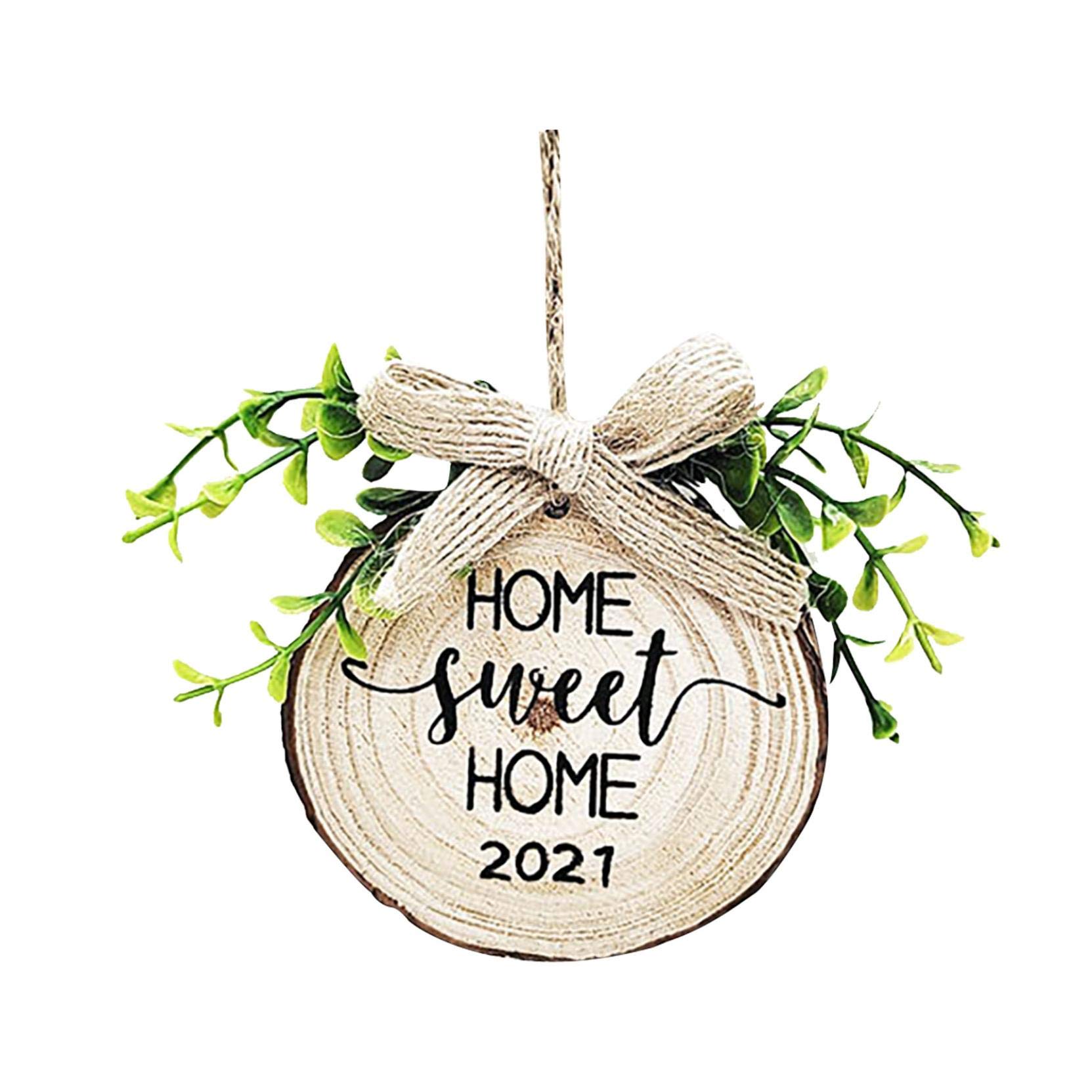 Ussuma 3.5'' Easter Home Sweet Home Pendant Wreath - Spring Leaves Door Hanger Decor for Front Door, Welcome Sign, Holiday Home Accessories - Perfect for Easter Decorations, Front Porch Decor & Seasonal Home Decorating