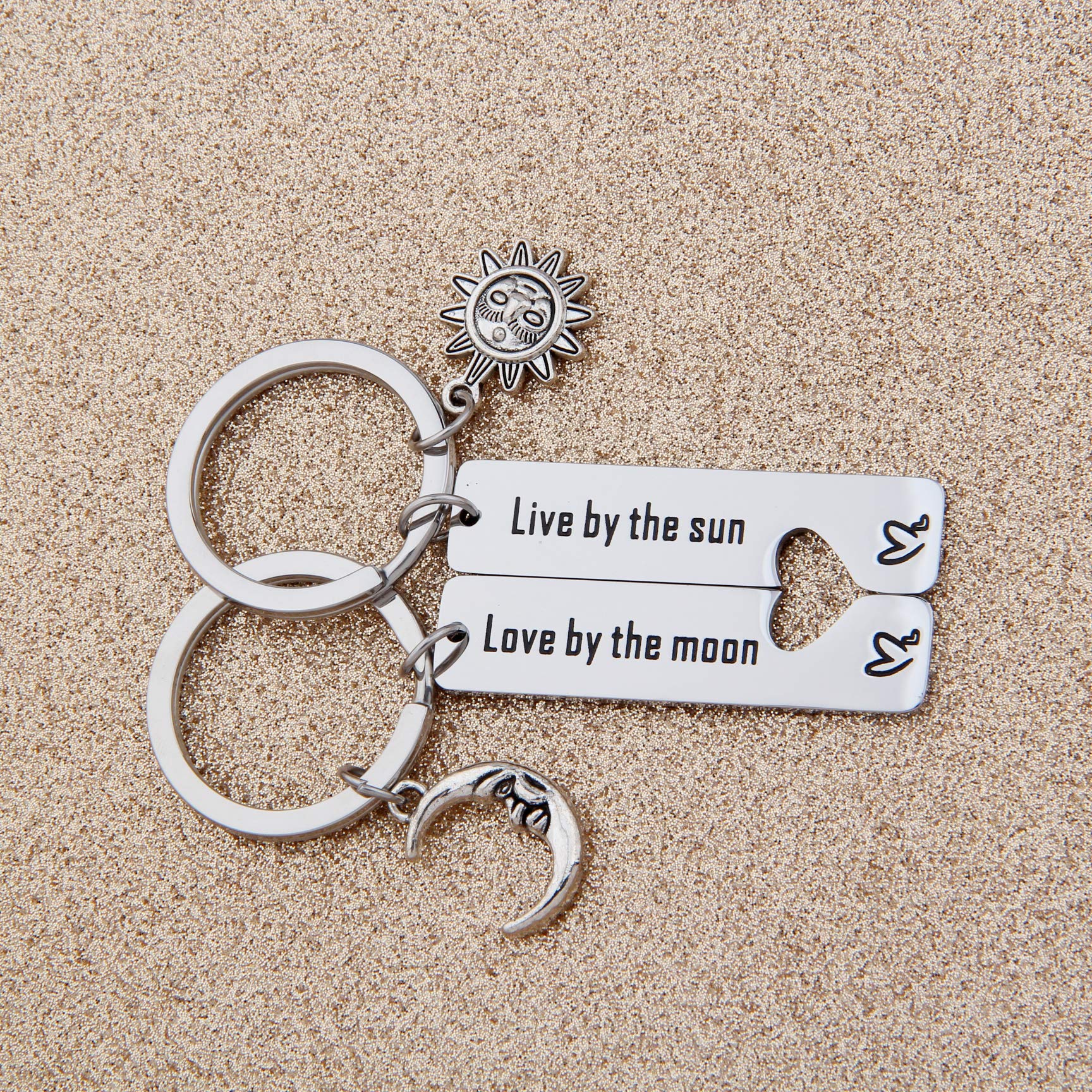 SEIRAA Best Friend Keychain Set of 2 - Moon Jewelry Gift for Couples, Perfect for Anniversaries, Birthdays, and Special Occasions