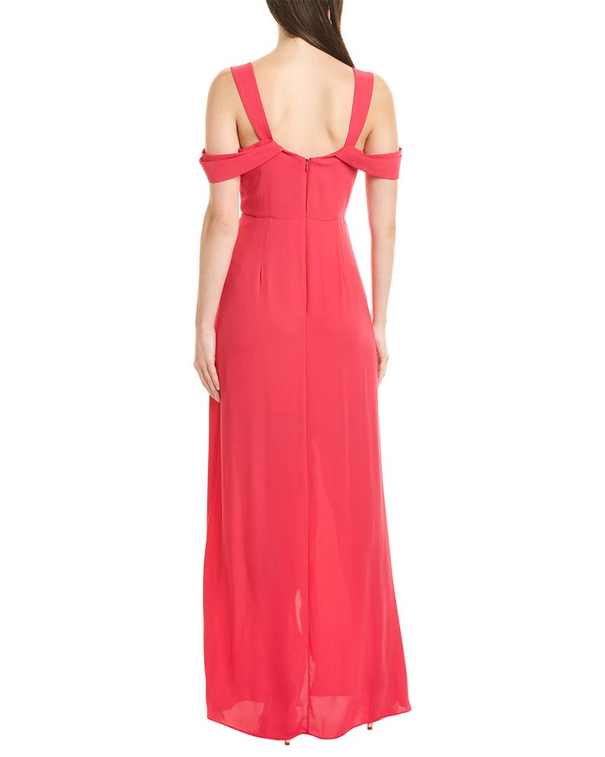 HALSTON Women's Cold Shoulder Front Flowy Gown - Elegant Long Sleeve Formal Dress for Evening Parties, Prom, Wedding Guest & Special Occasions