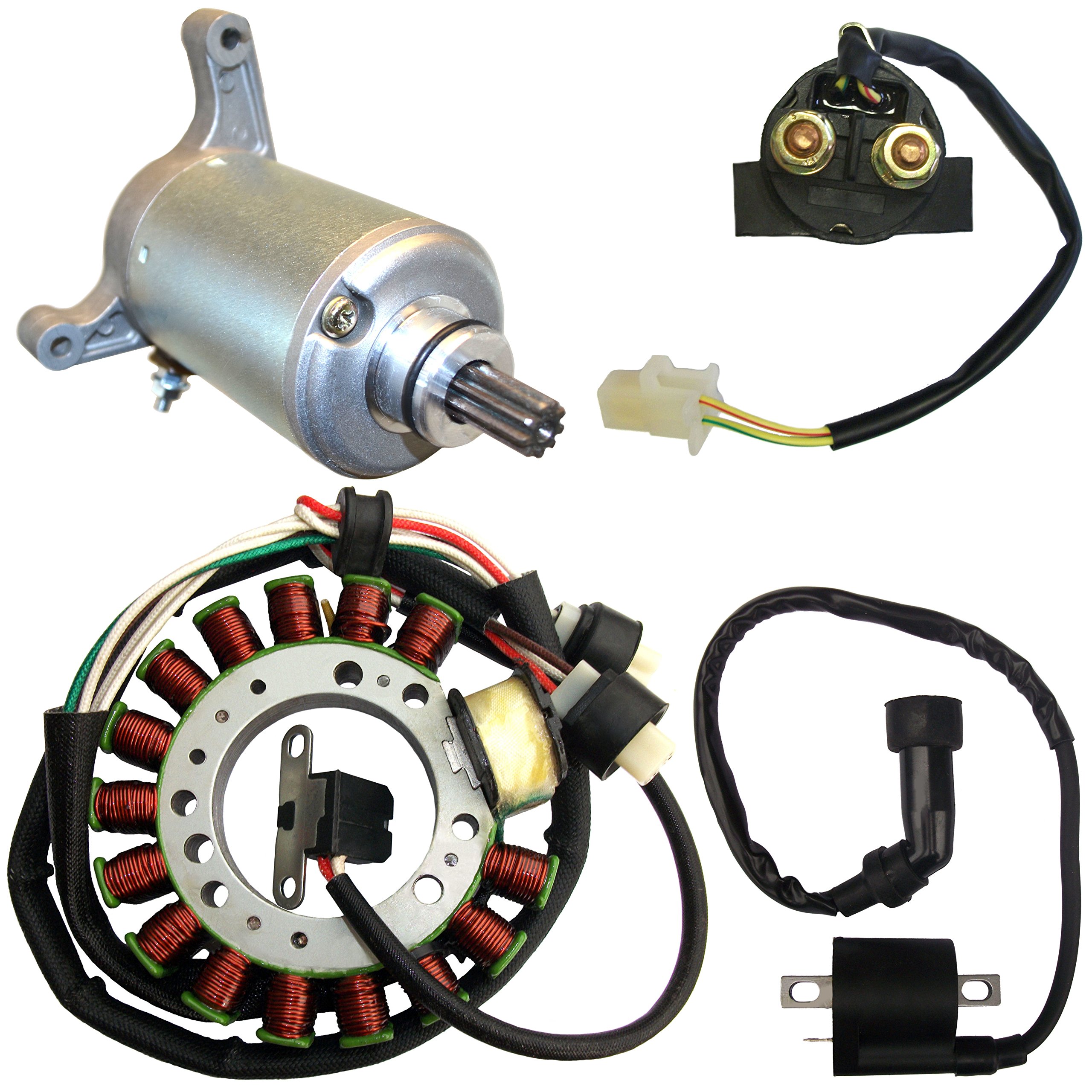 High Performance Starter Ignition Coil Solenoid Relay Stator for 1990-1995 Yamaha Warrior 350 YFM350 ATV - Compatible with 1990 1991 1992 1993 1994 Models - Perfect for Off-Roading, Trail Riding & ATV Maintenance