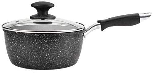 Non-Stick Wok Maifan Stone Pot - Small Milk Pot with Glass Lid for Gas Stove, Perfect for Cooking Soup, Stew & Rice | Ideal for Home Kitchen & Dorm Use