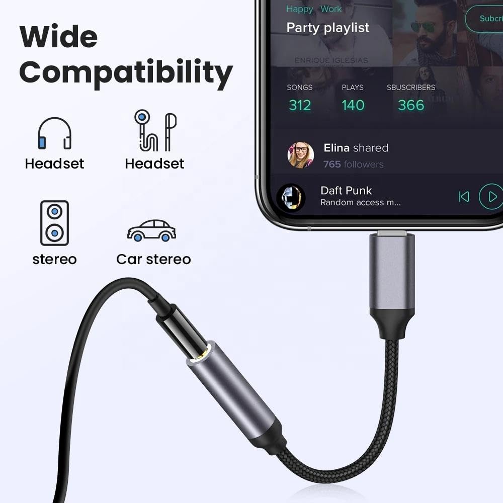USB C to 3.5mm Headphone Adapter - Aux Audio Dongle Cable for Samsung Galaxy, iPad Pro, Huawei, Xiaomi & Type C Devices | Perfect for Gaming, Music & Hands-Free Calling