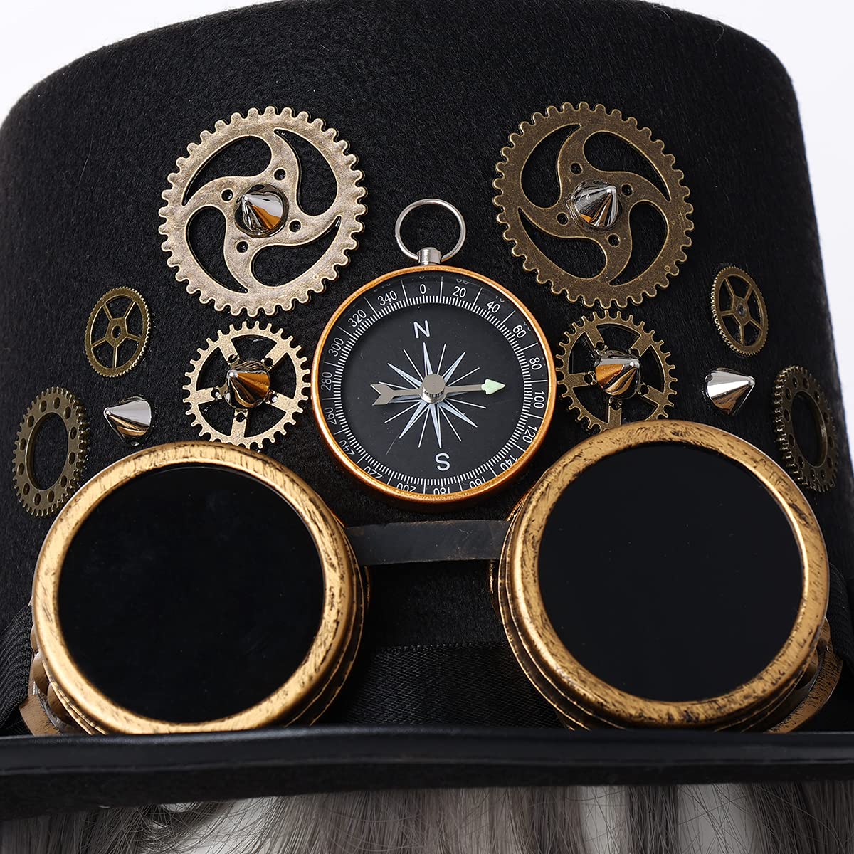 Steampunk Top Hat with Goggles for Women & Men - Victorian Gothic Halloween Costume Accessory for Cosplay, LARP, and Themed Parties