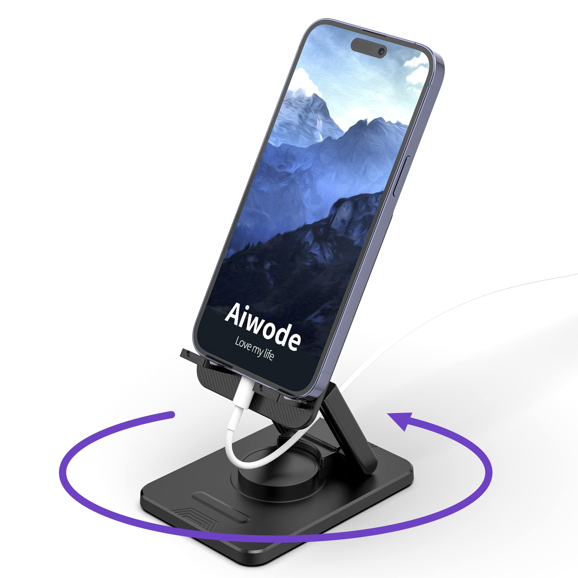 360° Rotating Phone Stand for Desk - Foldable & Portable Holder for iPhone, Samsung (4-8