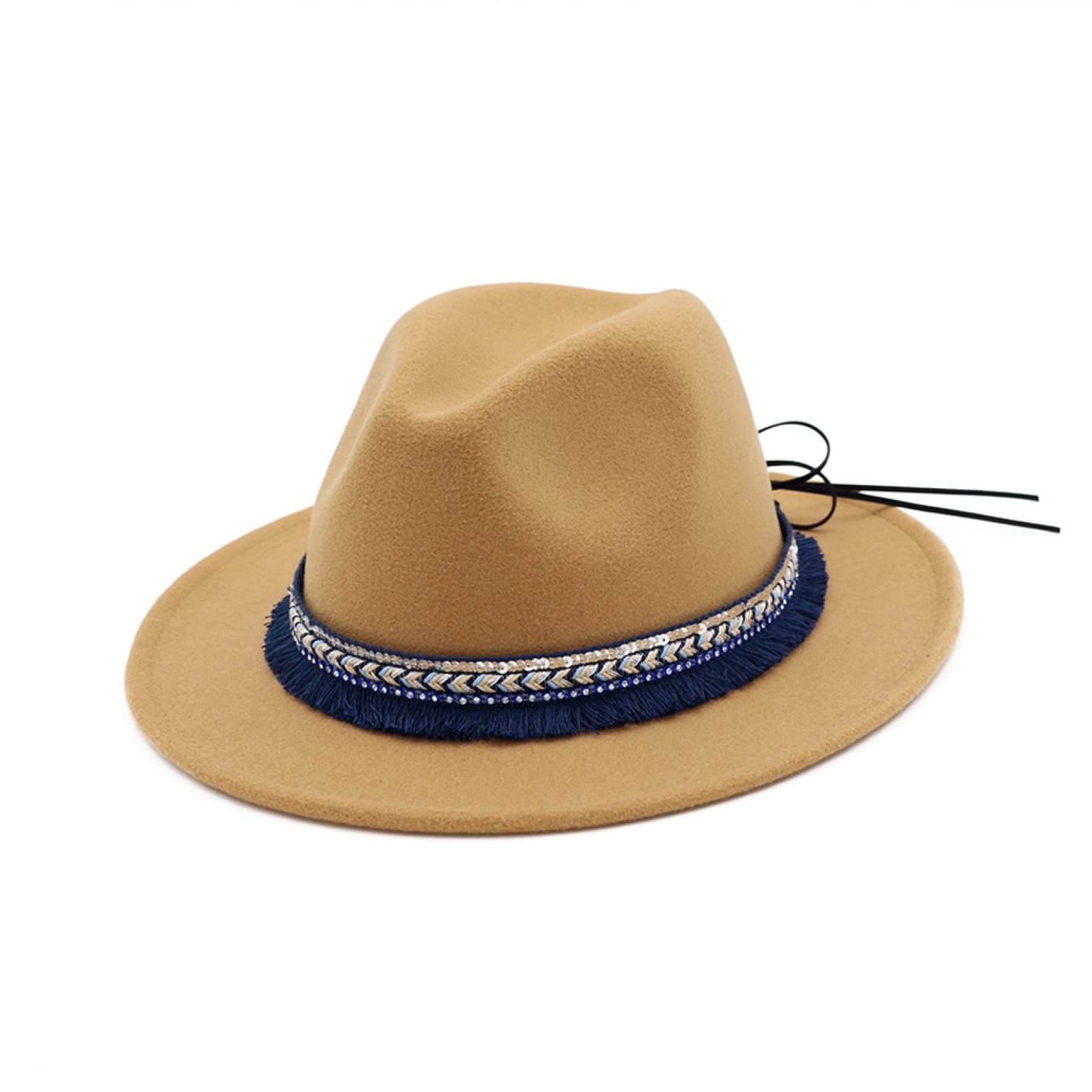 Stylish Cowboy Hat for Men & Women - Imitation Wool Felt Fedora Cap with Tassel - Western Fashion Accessory for Couples, Rodeos, and Role Play (Khaki) - Perfect for Country Music Festivals, Halloween Costumes, and Western-Themed Parties
