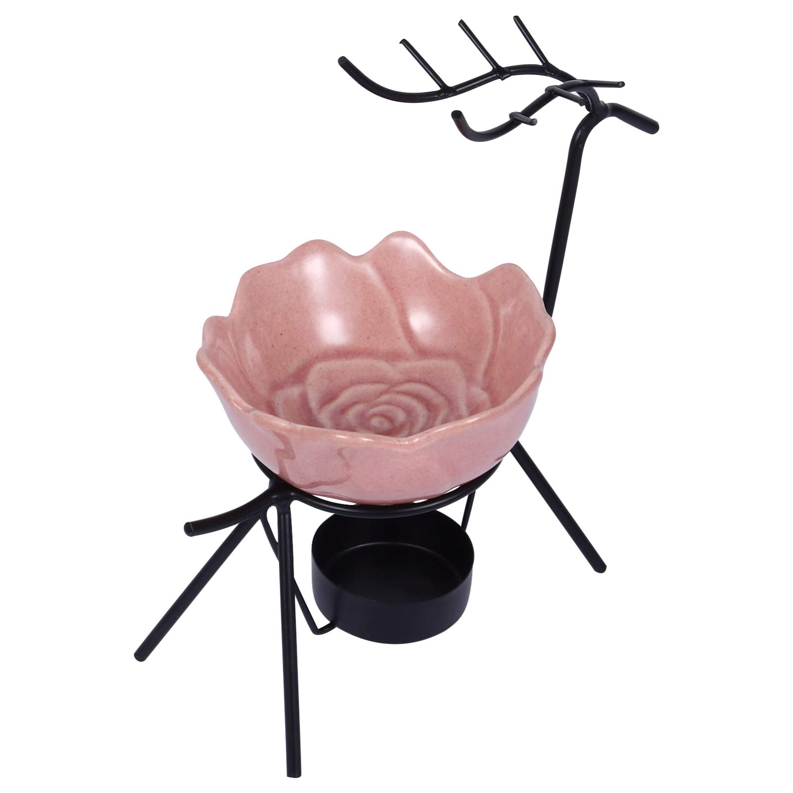 HEALLILY Reindeer Tealight Candle Holder - Modern Art Rose Scented Wax Warmer, Aromatherapy Essential Oil Diffuser for Home & Office Decor (Black) - Perfect for Christmas Decorations, Relaxation & Holiday Gifts
