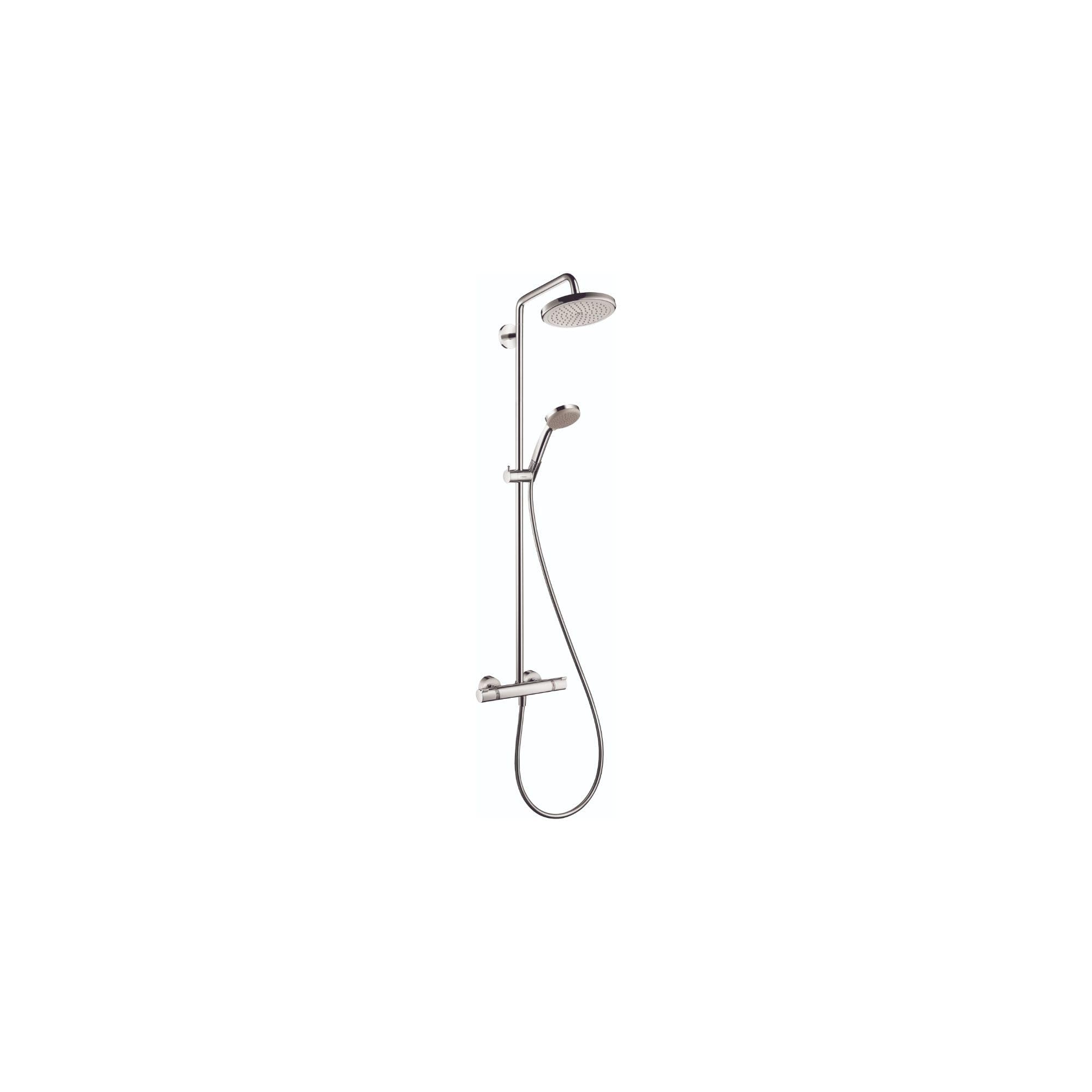 Hansgrohe Croma Chrome Shower Faucet Set with Handheld Showerhead, Rain AirPower Spray & QuickClean Shower Pipe - 27185001 Large - Perfect for Modern Bathroom Renovation & Spa-Like Shower Experience