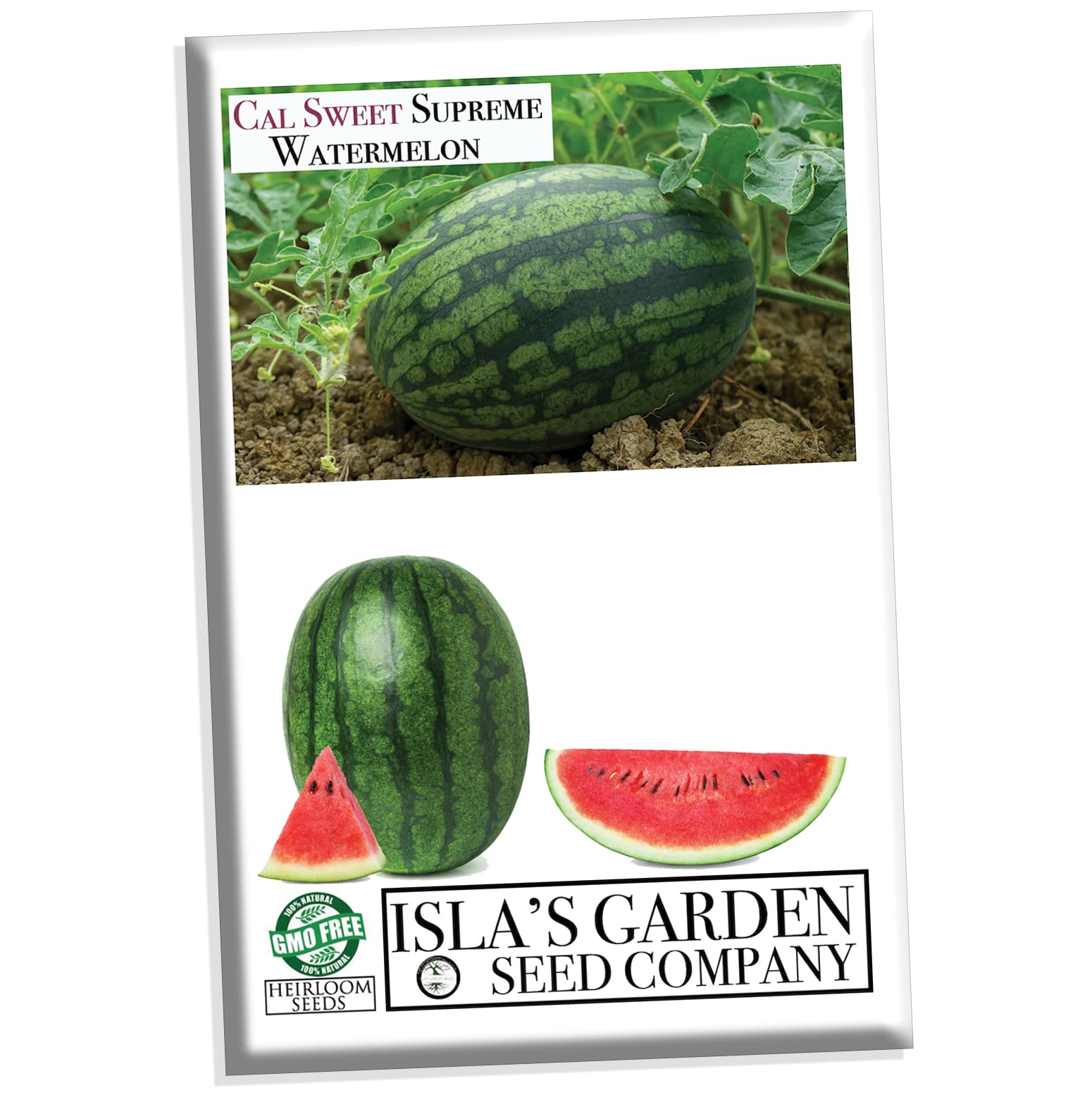 Cal Sweet Supreme Watermelon Seeds for Planting - 125+ Heirloom, Non-GMO Seeds (Citrullus lanatus) by Isla's Garden Seeds | Perfect for Home Gardens, Backyard Farming & Organic Gardening