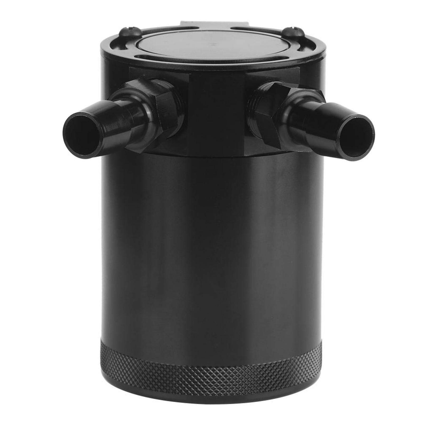 Qiilu Racing Universal 2-Port Aluminum Alloy Oil Catch Can - High Performance Air-Oil Separator for Engine Protection - Perfect for Turbocharged, Supercharged & High-Performance Vehicles (Track, Drag Racing, Daily Driving)
