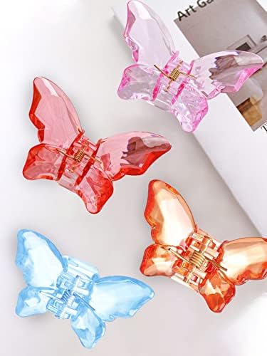 Kairangi 4-Piece Women's Hair Claw Clips Set - Large Butterfly Hair Clutches with Crystal Effects in Multicolor | Perfect for Updos, Ponytails & Everyday Hairstyles | Hair Accessories Gift for Women & Girls