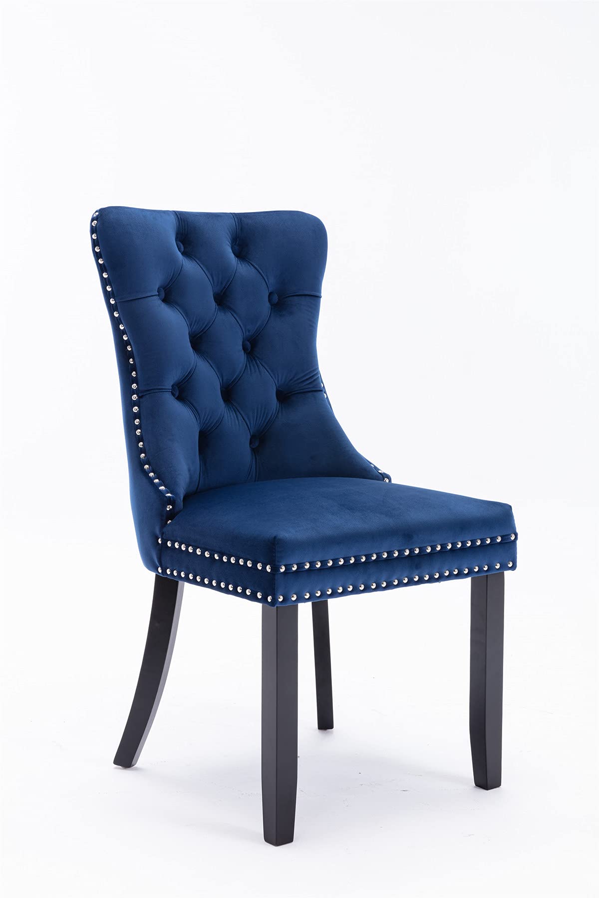 LZ LEISURE ZONE 2-Piece Upholstered Dining Chair Set - Button Tufted Armless Accent Chairs with Nailhead Trim & Back Ring Pull, 19.7