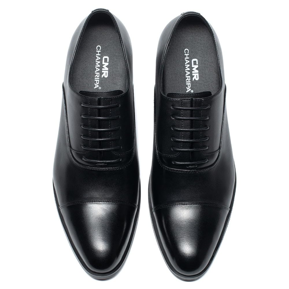 CHAMARIPA Men's Height Increasing Dress Shoes - Invisible Elevator Oxford Formal Shoes, Calfskin Leather, Adds 2.76 Inches - Perfect for Business, Weddings & Formal Events (Y92H38)