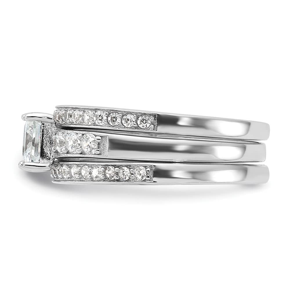 925 Sterling Silver Cubic Zirconia 3-Piece Bridal Set - Engagement & Wedding Ring Set for Women, Durable Fine Jewelry Gift for Her - Perfect for Proposals, Anniversaries & Special Occasions