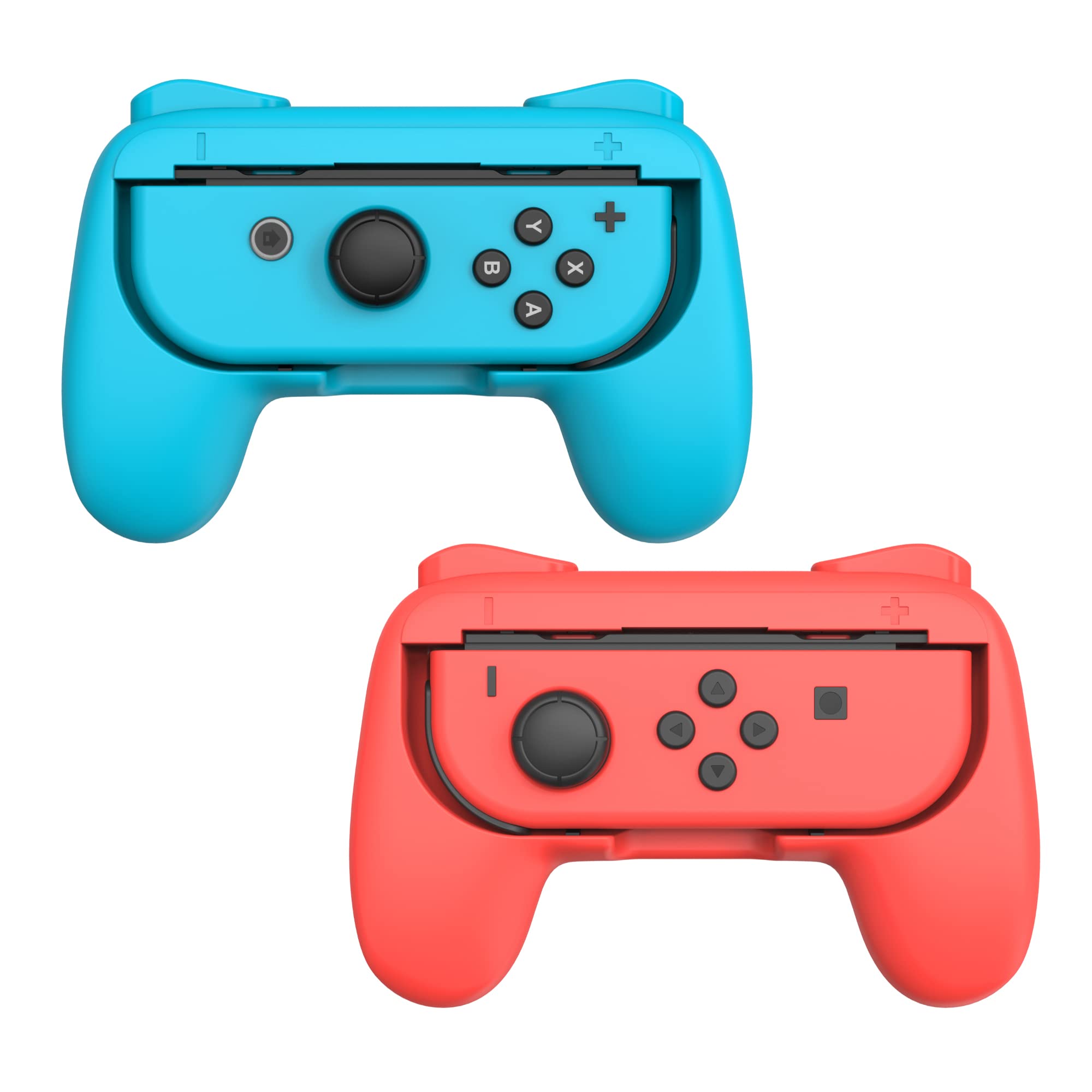 TALK WORKS Ergonomic Joy-Con Grips for Nintendo Switch - Secure & Comfortable Gaming Controller Grips Set (Blue/Red Combo, 2 Pack) - Perfect for Handheld Mode, Long Gaming Sessions & Multiplayer Games