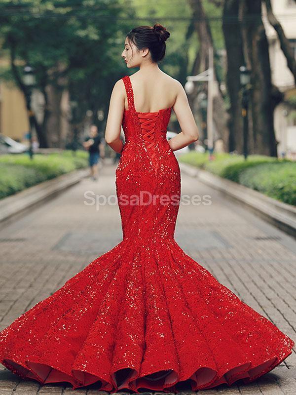 Elegant One Shoulder Red Sequin Mermaid Evening Prom Dress for Women | Formal Gown for Homecoming, Ball & Special Occasions | Style 12267 | Perfect for Prom Night, Cocktail Parties & Evening Events