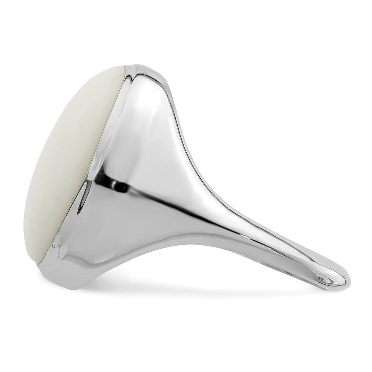 925 Sterling Silver Polished White Agate Ring for Women - Elegant Dainty Stackable Band, Perfect for Everyday Wear, Gift Giving & Special Occasions
