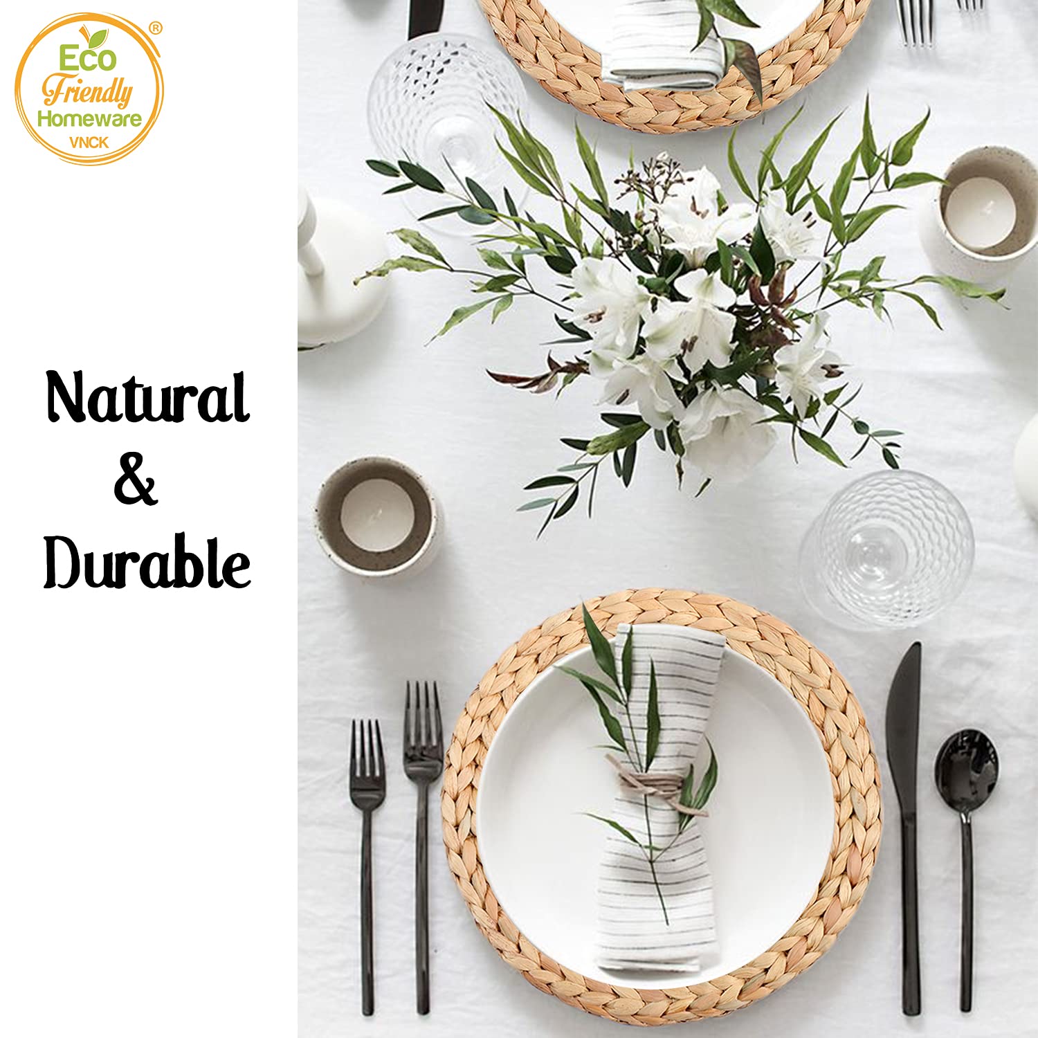 Round Woven Placemats Set of 6 - 13.4