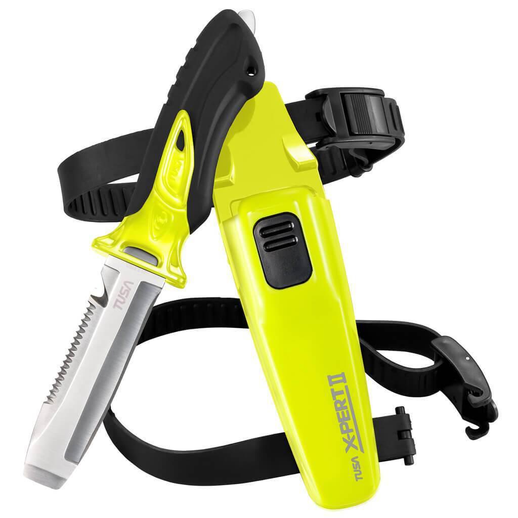 Tusa X-Pert II Dive Knife - Professional Stainless Steel Scuba Diving Knife for Underwater Safety & Cutting - Perfect for Spearfishing, Snorkeling & Marine Activities