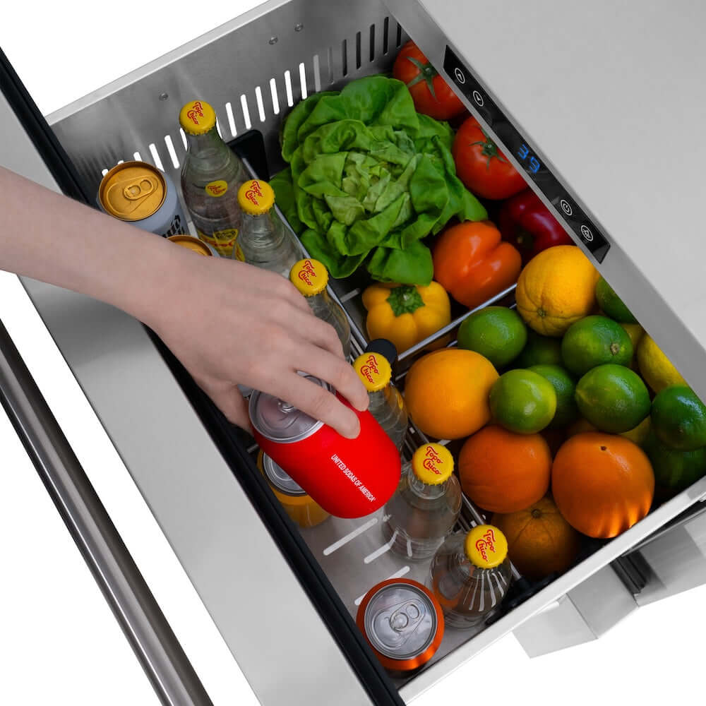 ZLINE 24 Inch Stainless Steel Outdoor Rated Dual Refrigerator Drawer - 168 Can Capacity, Touchstone Series (RDSO ST 24) - Perfect for Outdoor Kitchens, Patios, and Entertaining Areas