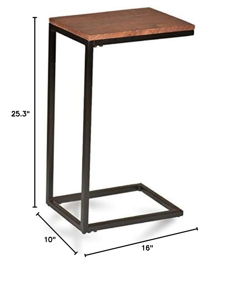 Aggie Wood Computer Tray Table - Chestnut & Black Finish - Laptop Desk for Home Office, Bed, Couch - Portable Workstation with Storage Shelf