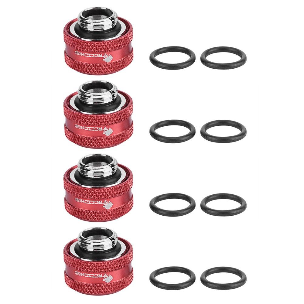 4Pcs Brass PC Water Cooling Fittings with Triple-Layer Sealing Rings for 16mm OD Acrylic Tubes - Computer Liquid Cooling System Accessories (Red) - Perfect for Custom Gaming PC Builds & High-Performance Cooling Setups
