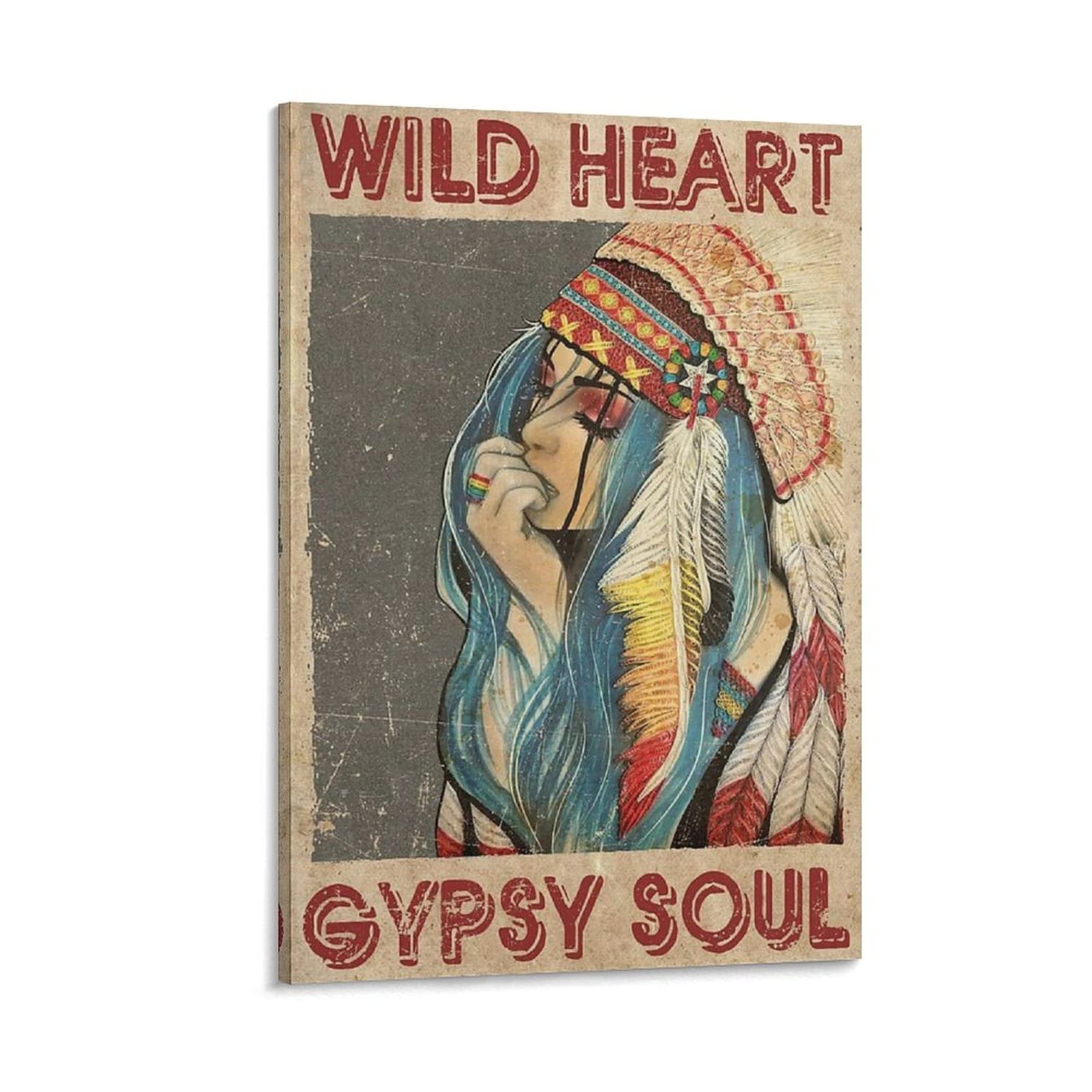 Vintage Girl Native Art Poster - Canvas Print for Bedroom & Living Room Decor