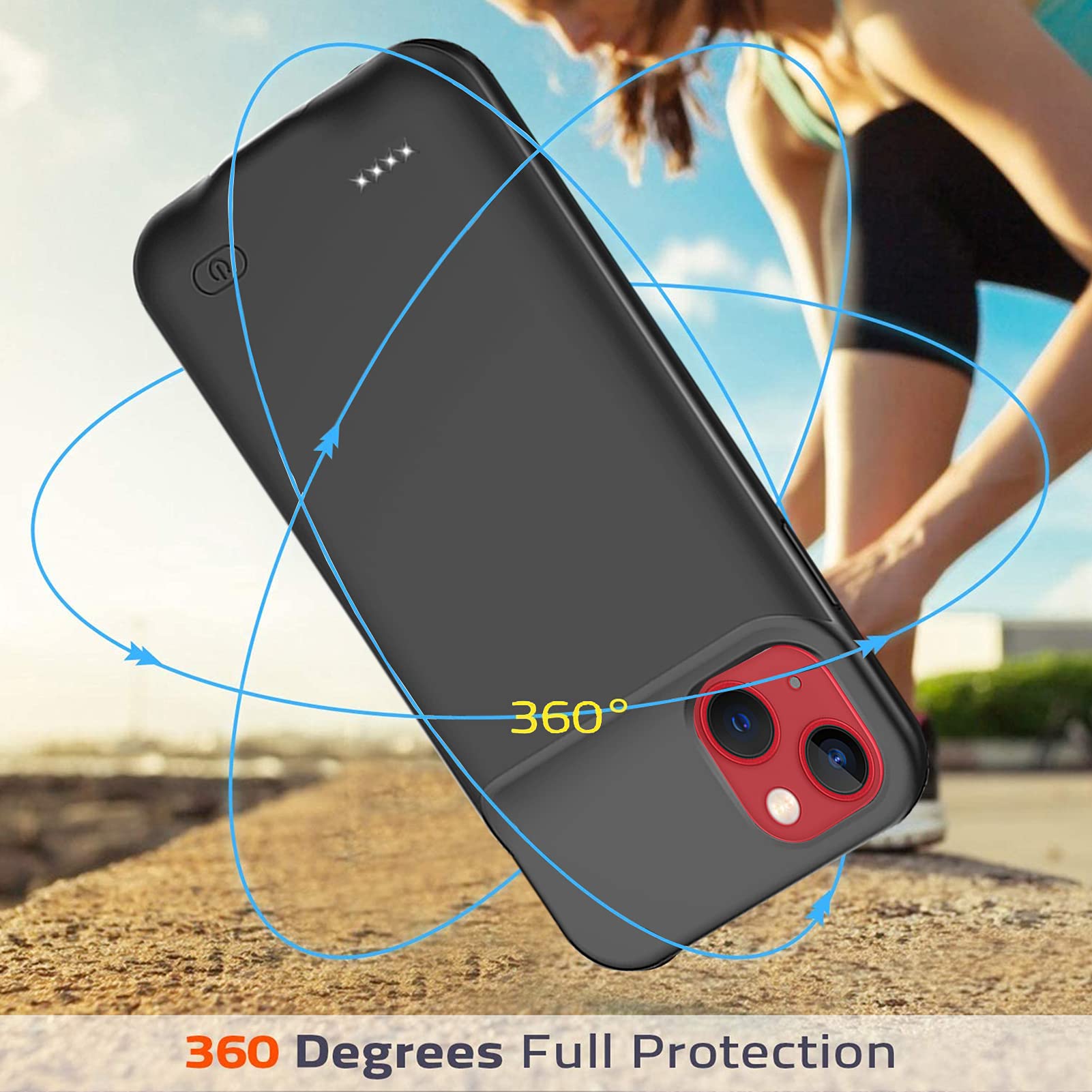 iPhone 13 Mini (5.4 inch) Battery Case with Wireless Charging & CarPlay Support - 5000mAh Extended Power Bank Protective Cover (Black) | Perfect for Travel, Commuting & Daily Use