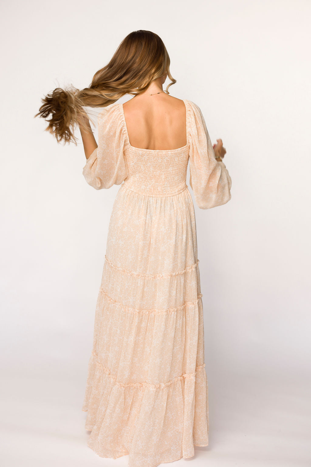 Light Beige Floral Long Sleeve Maxi Dress for Women - Bump Friendly Maternity Dress with Inclusive Sizing (XS-3XL) | Perfect for Pregnancy, Weddings & Special Occasions