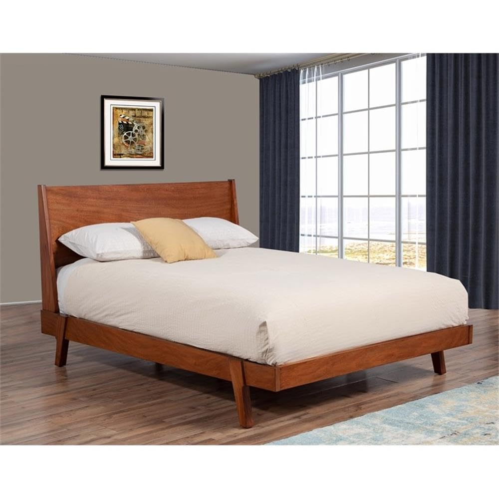 Home Square 3-Piece Bedroom Set with Wooden Platform Bed & 2 Nightstands - Modern Bedroom Furniture for Small Spaces & Guest Rooms