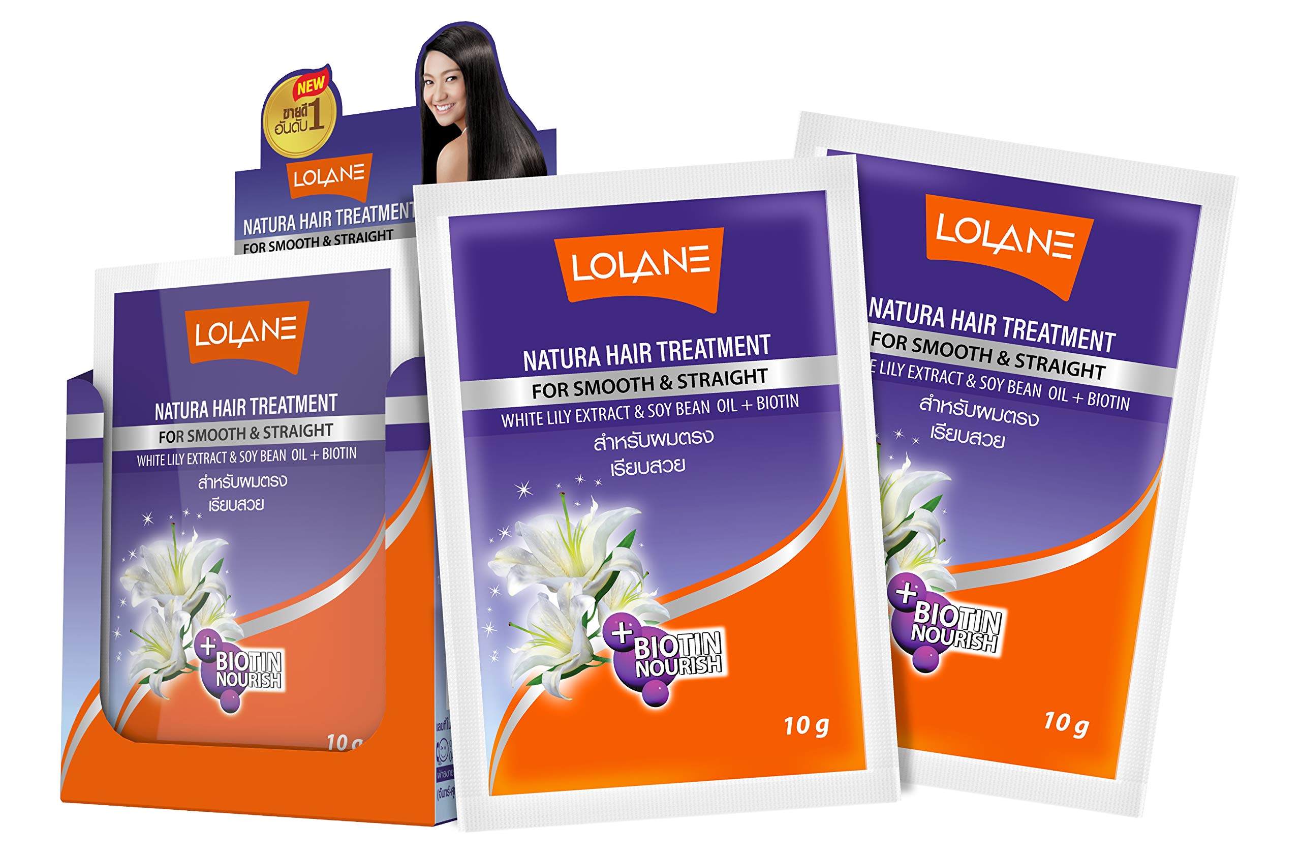LOLANE NATURA Hair Treatment for Smooth & Straight Hair with White Lily Extract - 10g (12 Sachets/Box) - Perfect for Salon-Quality Hair Care at Home