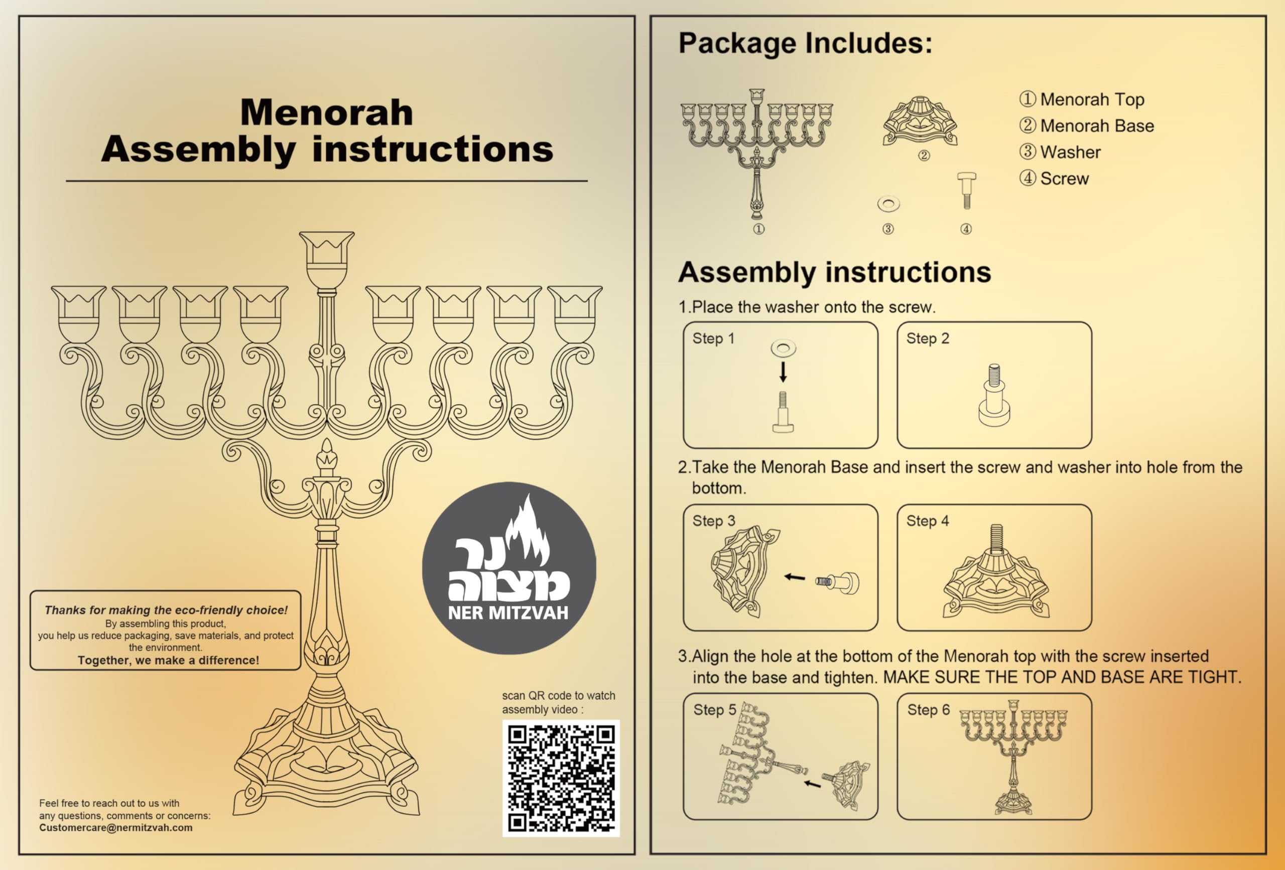Silver Plated Hanukkah Menorah with Curved Branches - Holds Standard Hanukkah Candles (7.25