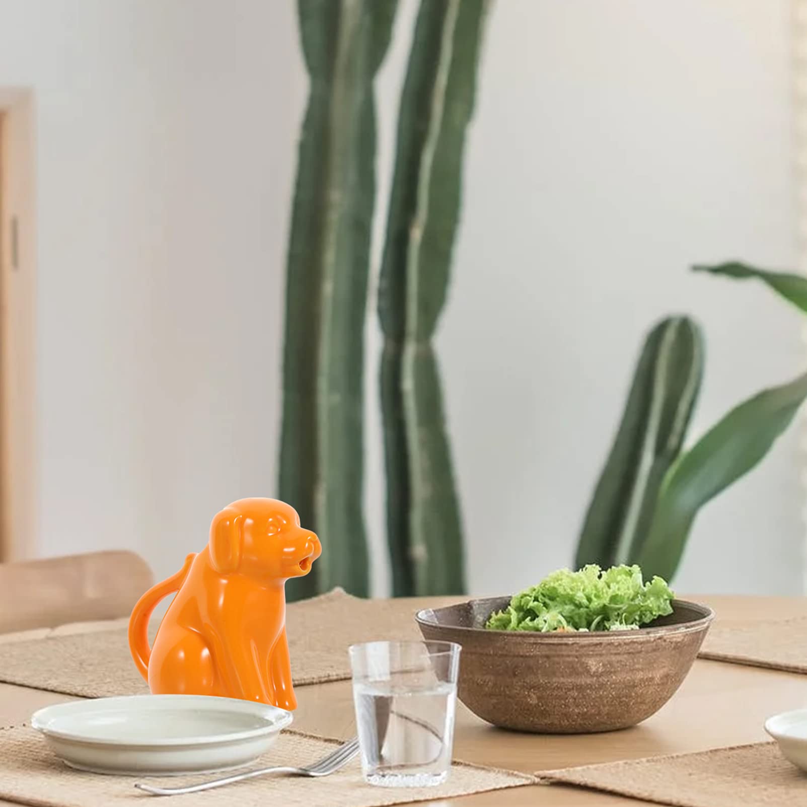 Ceramic Dog-Shaped Creamer Pitcher - 40ML Coffee Milk Creamer & Gravy Boat - Novelty Kitchen Serving Pitcher for Home, Cafe, or Restaurant - Orange