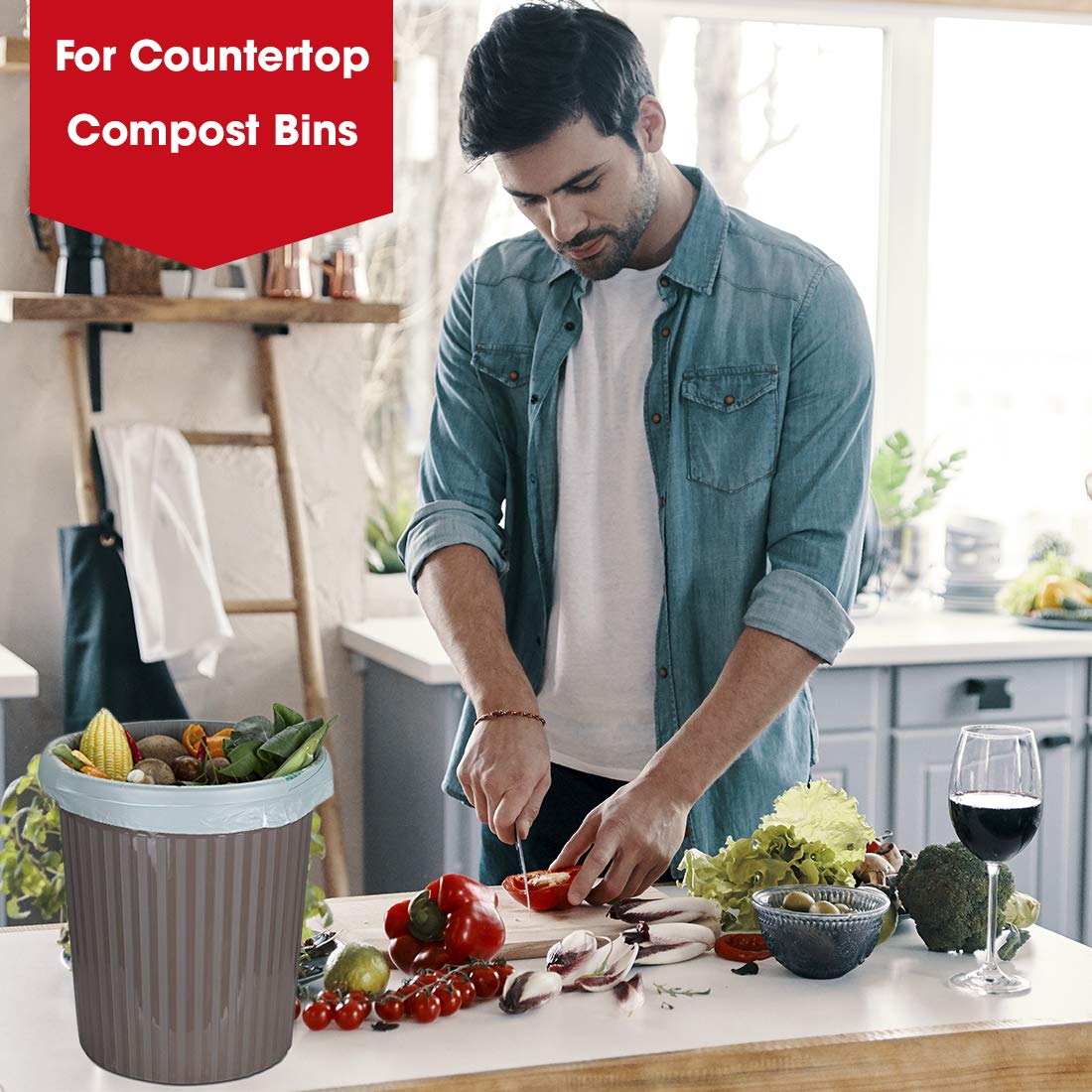 Eco-Friendly 3 Gallon Compostable Trash Bags - 100 Count Small Compost Bags for Kitchen Countertop Bin | Extra Thick 0.71 Mil | ASTM D6400 Certified by BPI & TÜV Austria | Perfect for Organic Waste, Food Scraps & Home Composting