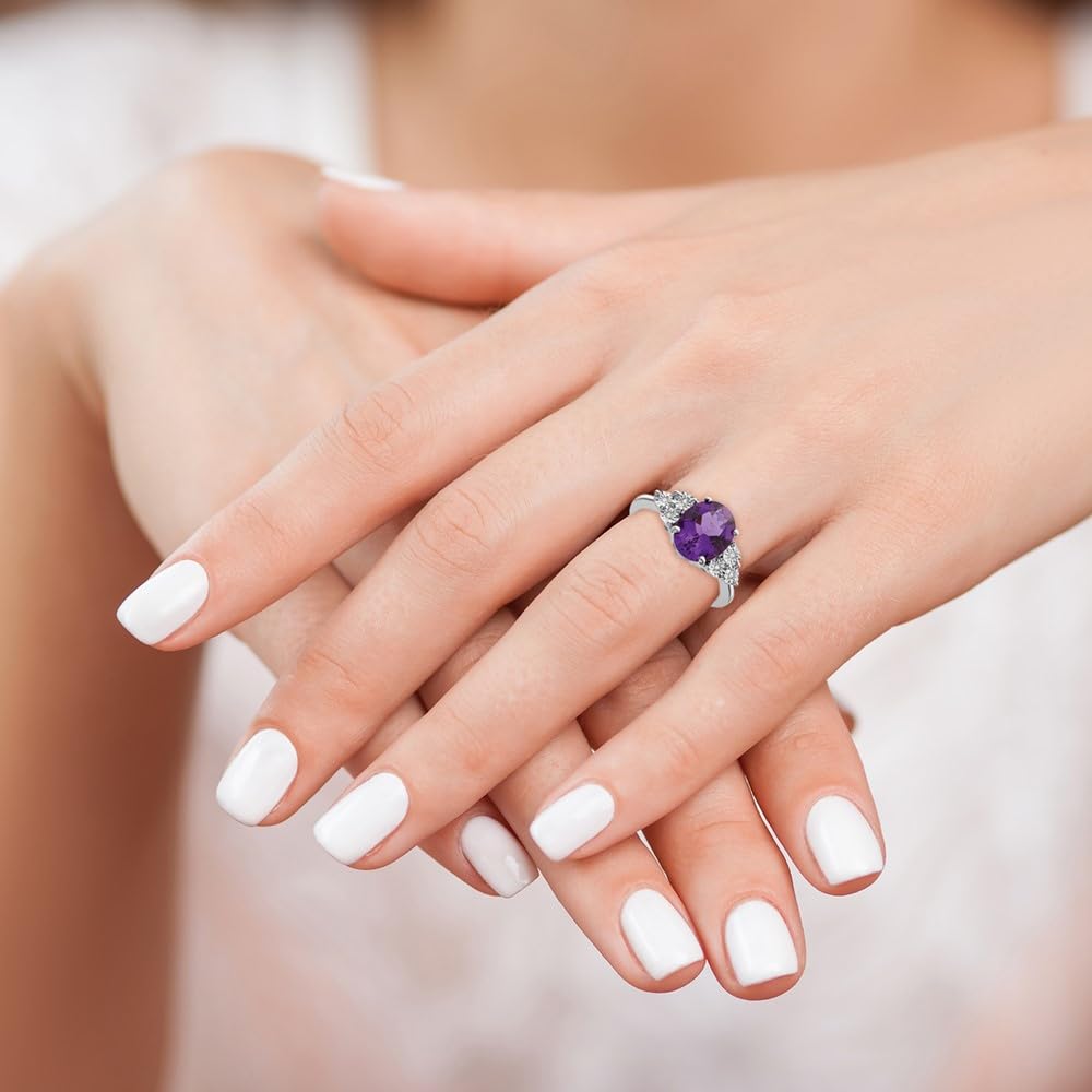 925 Sterling Silver Amethyst & Diamond Ring for Women | Elegant Fine Jewelry Gift for Her | Perfect for Anniversaries, Birthdays & Special Occasions