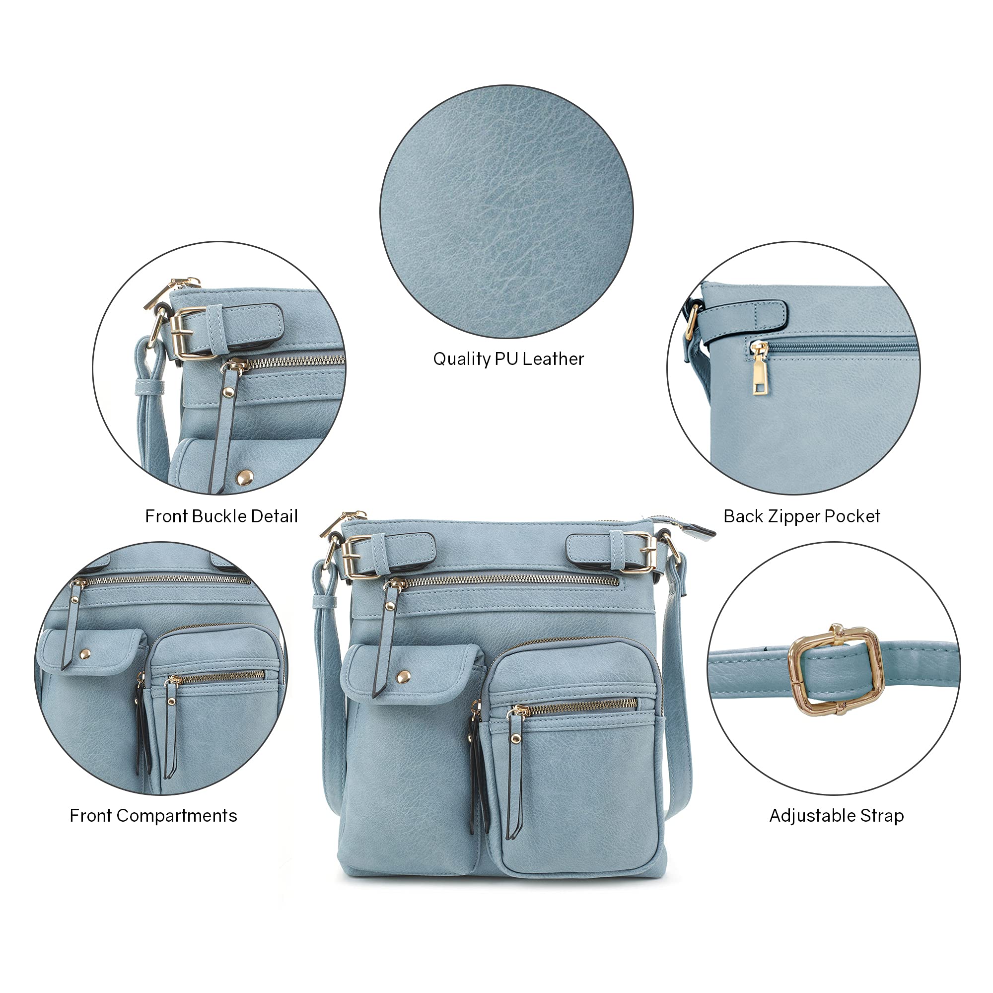 SG SUGU Katie Lightweight Medium Crossbody Shoulder Bag for Women - Multi-Pocket Design, Perfect for Travel, Work & Everyday Use
