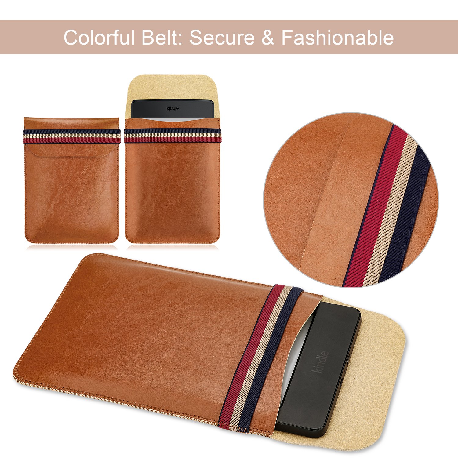 WALNEW 6 Inch Kindle Sleeve Case - Slim Protective Pouch Cover for Kindle 2024/2019, Paperwhite, Voyage, 8th Gen (2016), Kindle 4/5 & Touch - Perfect for Travel, Commuting & Everyday Protection (Brown)
