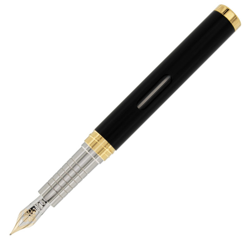 Diplomat Nexus Fountain Pen - Black with Gold Trim & 14K Gold Nib - Premium Writing Instrument for Professionals, Calligraphy & Gift Giving