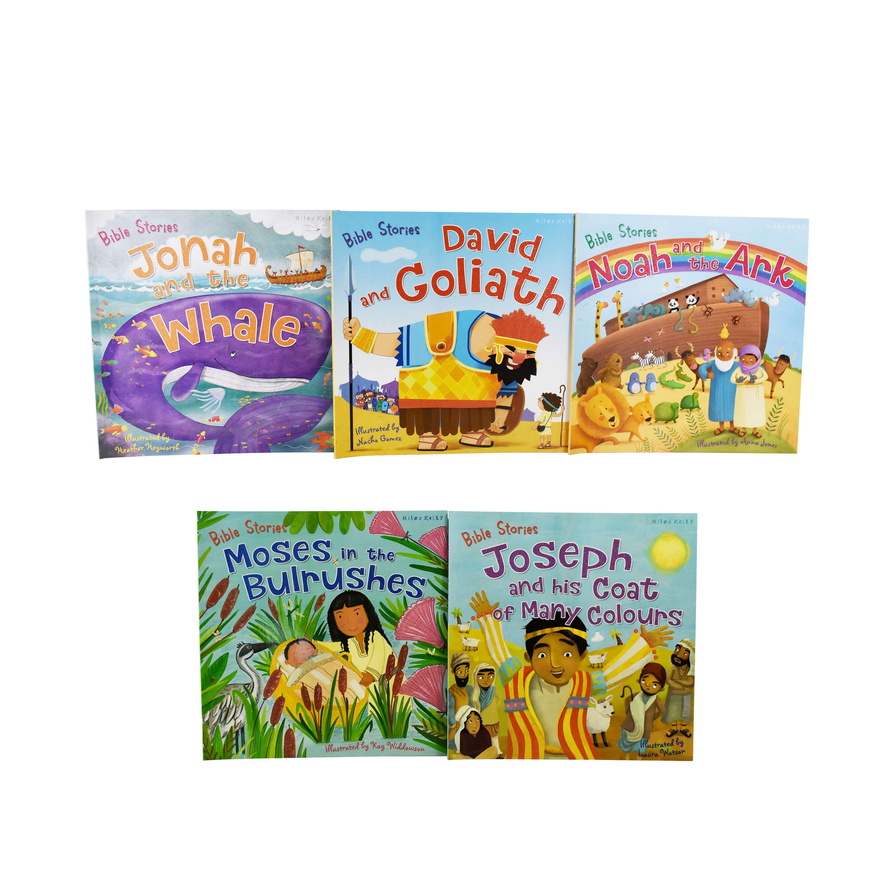 5 Bible Stories Picture Books for Kids Ages 0-5 | Soft Fabric Carry Bag | Christian Children's Books for Bedtime, Sunday School & Gift Giving