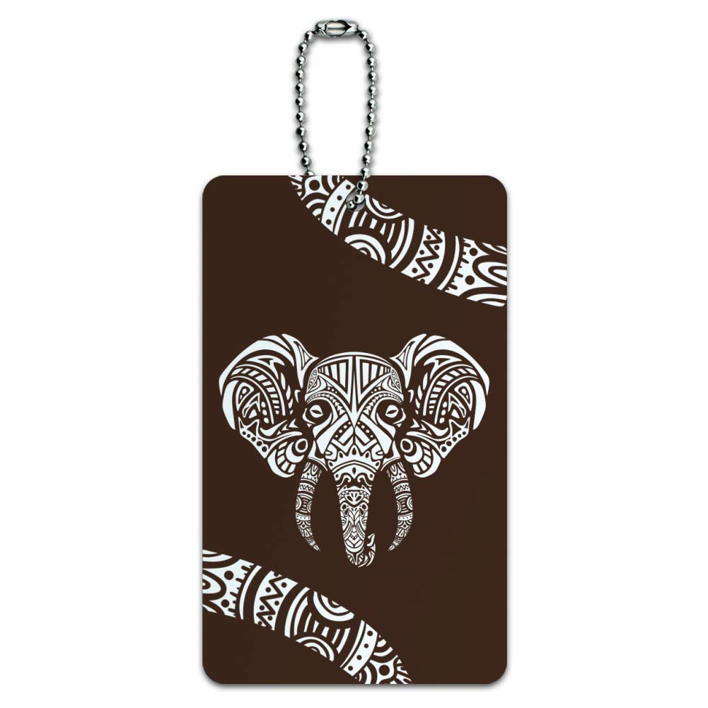 White African Elephant Tribal Luggage Tag - Durable Suitcase ID Card for Carry-On Bags - Perfect for Travel Identification, Vacation Luggage Tracking & Unique Gift Idea