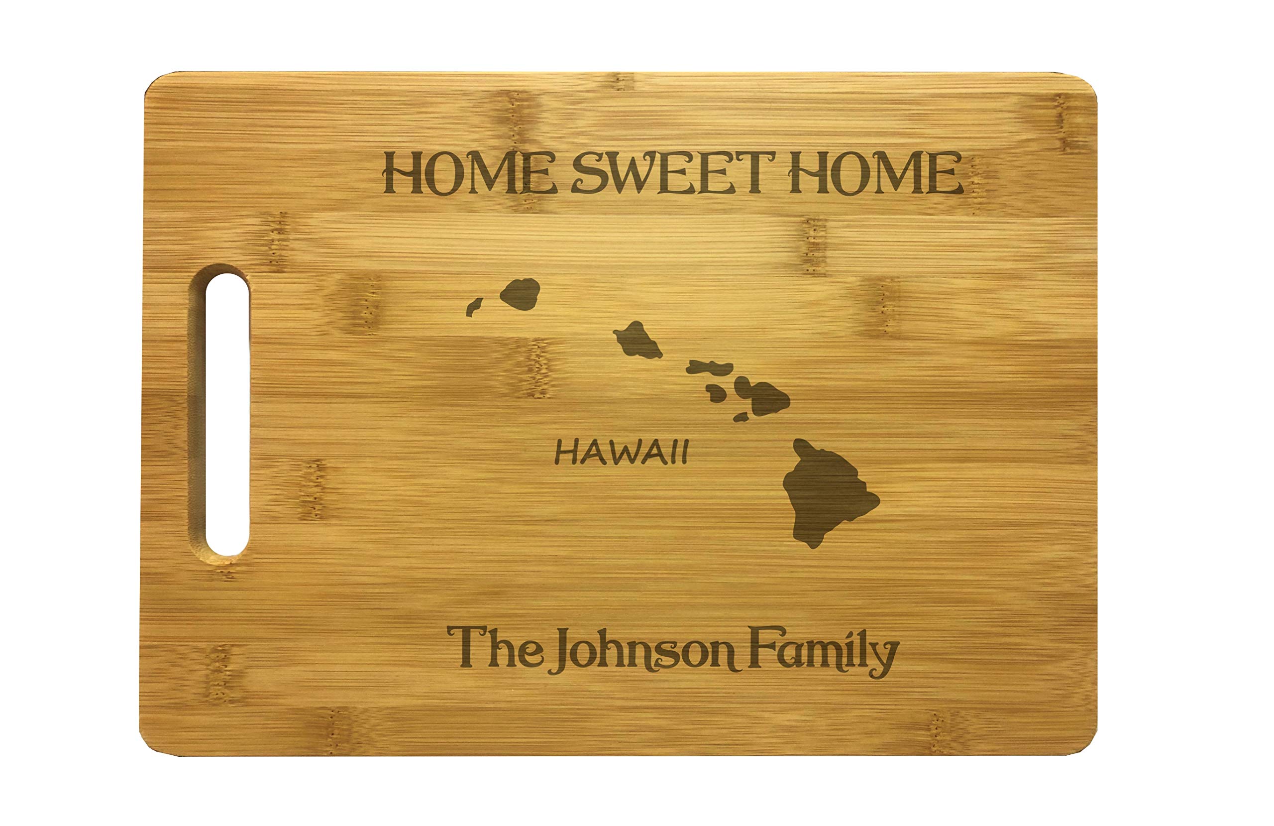 Personalized Bamboo Cutting Board with Custom Text Engraving - Hawaii Theme Housewarming Gift for New Home, Kitchen Decor & Wedding Present (Perfect for Home Chefs & Gift Giving Occasions)