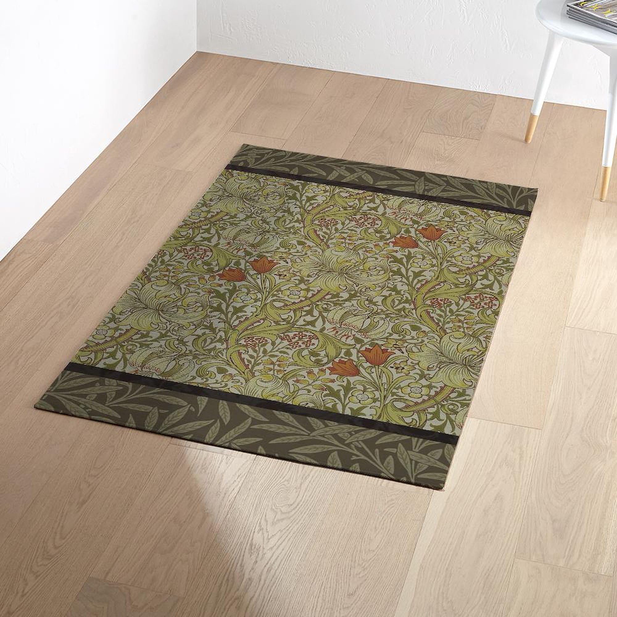 William Morris Floral Lily Willow Art Print Area Rug - Decorative Fabric Throw Rug for Living Room, Bedroom & Home Decor