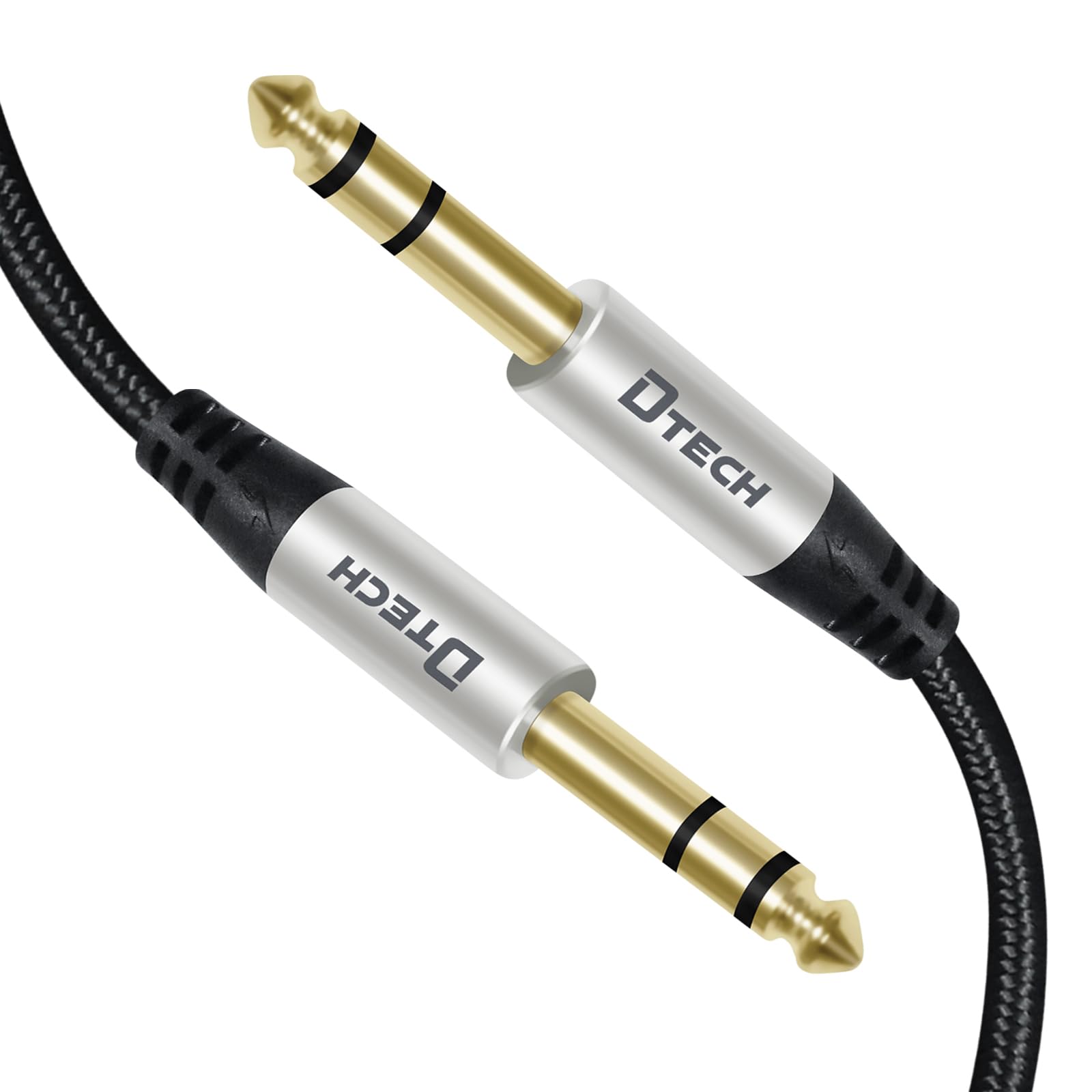DTECH 3ft Electric Guitar Cable TRS 1/4 Instrument Cord Aux Balanced Stereo Jack Quarter Inch 6.35mm for DJ Speakers Amplifier Bass Studio Audio Monitor Mixer - Perfect for Live Performances and Home Studios