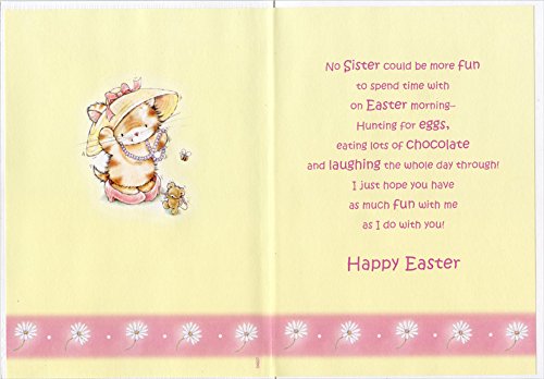 Cat and Bear: Sister - Designer Greetings Juvenile Easter Card | Cute Animal-Themed Easter Greeting Cards for Kids | Perfect for Easter Celebrations, Gifts, and Family Gatherings