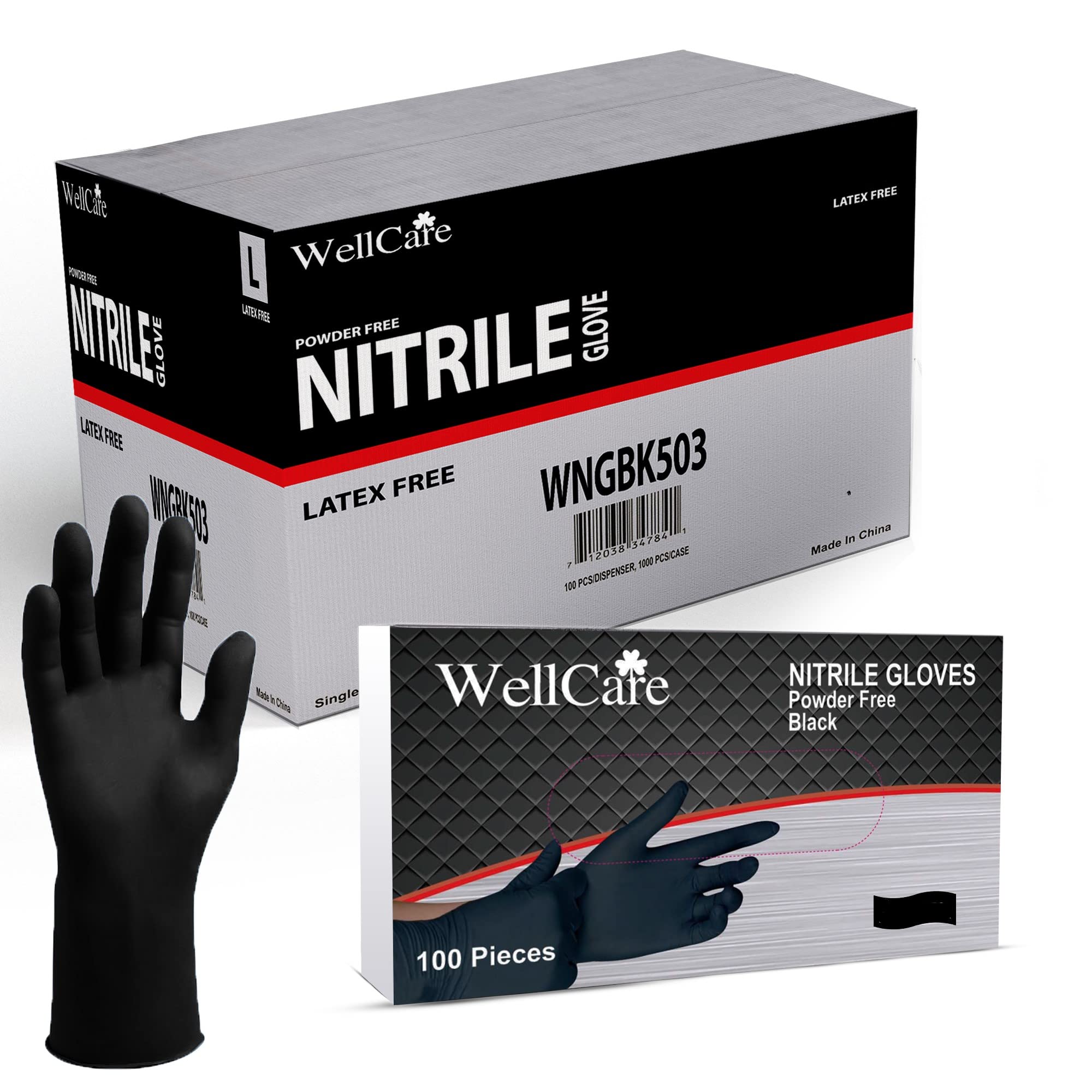 Premium Black Nitrile Gloves - 1000 Count (10 Boxes of 100) | 4.5mil Thick, Latex-Free, Disposable | Barber, Tattoo, Food Service, Medical & Cleaning Use