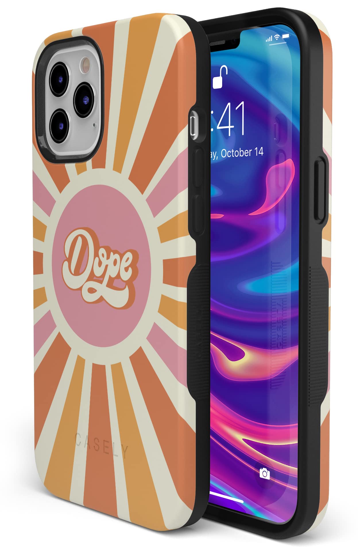 Casely iPhone 11 Pro Max Case - Retro Sun Colorblock Protective Phone Cover | Shockproof & Slim Design | Perfect for Everyday Use, Travel & Outdoor Activities
