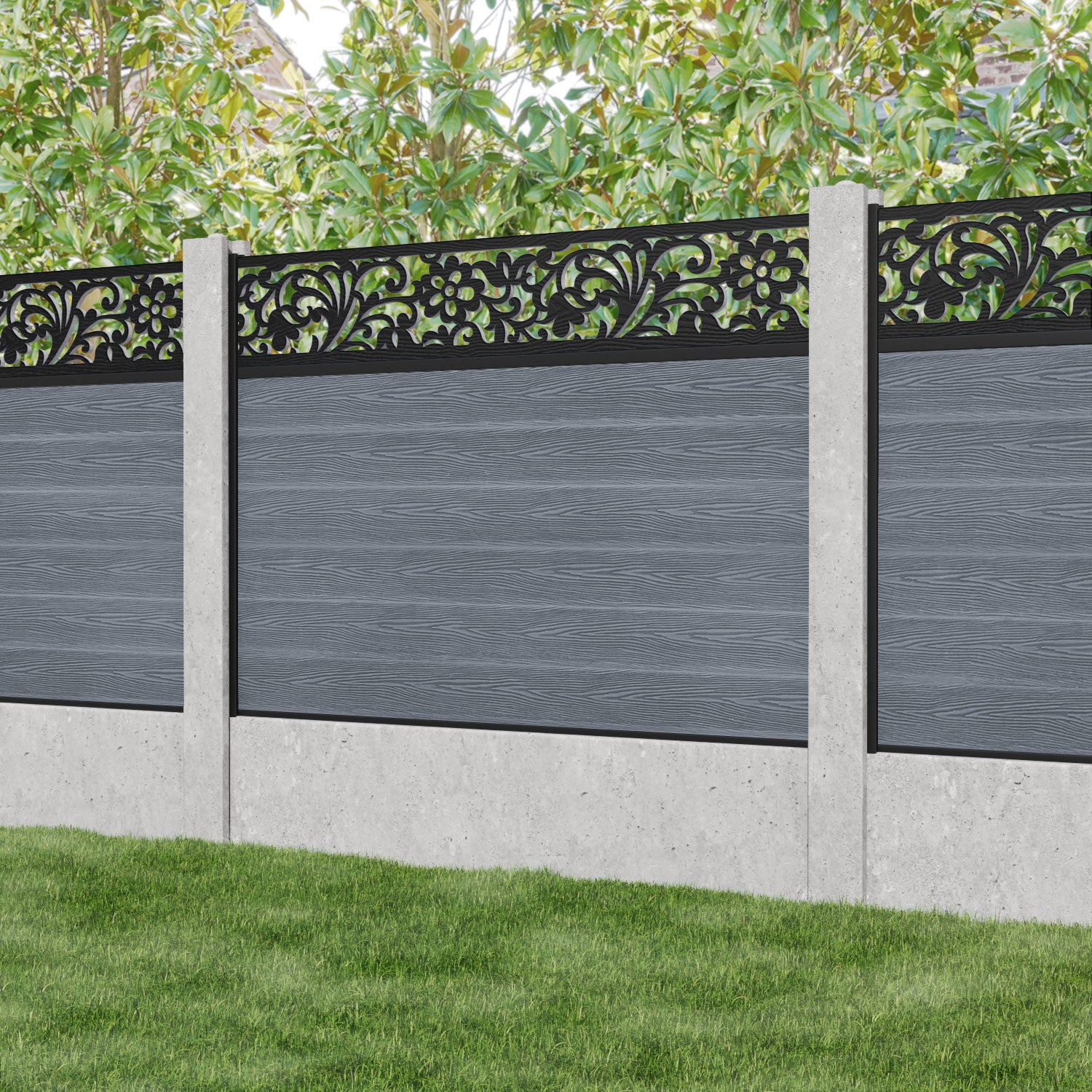 Classic Eden Fence Panel Anthracite - Heavy Duty Metal Garden Fence for Existing Concrete Posts | Perfect for Backyard Privacy, Pool Safety & Pet Containment