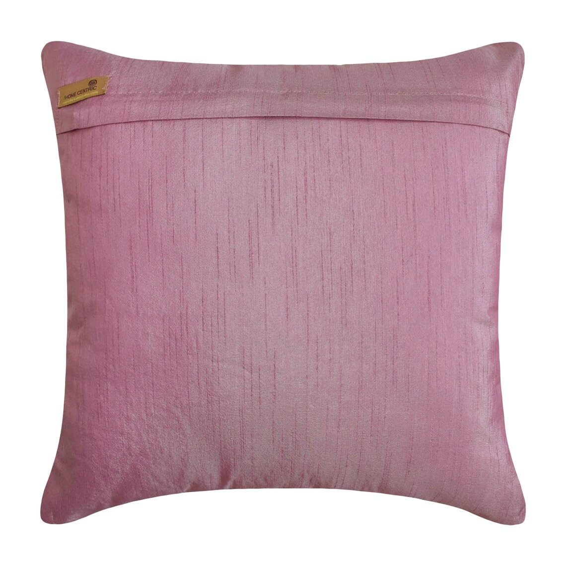 Premium Silk Euro Pillow Sham 26x26 Inch (65x65 cm) - Floral Leaf Embroidery, Pink Ribbon Trim, Luxury European Sham Cover for Bedroom Decor, Easter Home Styling