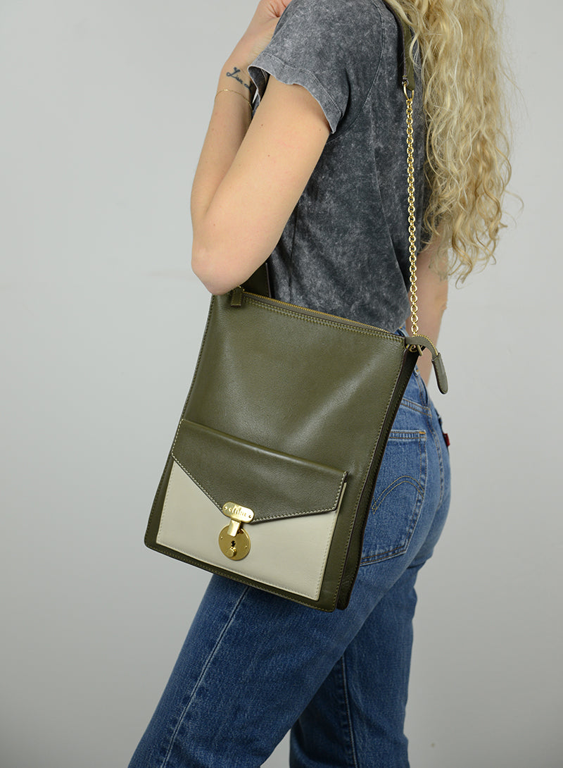 Celine Green Leather Shoulder Bag for Women - Elegant Crossbody Purse for Work, Travel & Everyday Use