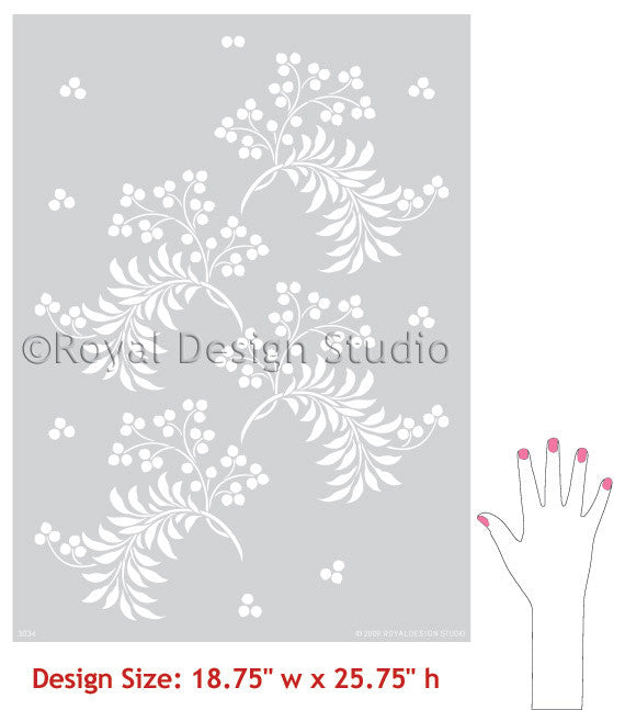 Berry Romantic Floral Stencil - DIY Wall Art, Home Decor, Wedding & Party Decoration - Reusable Painting Template for Crafts, Scrapbooking & Furniture Upcycling